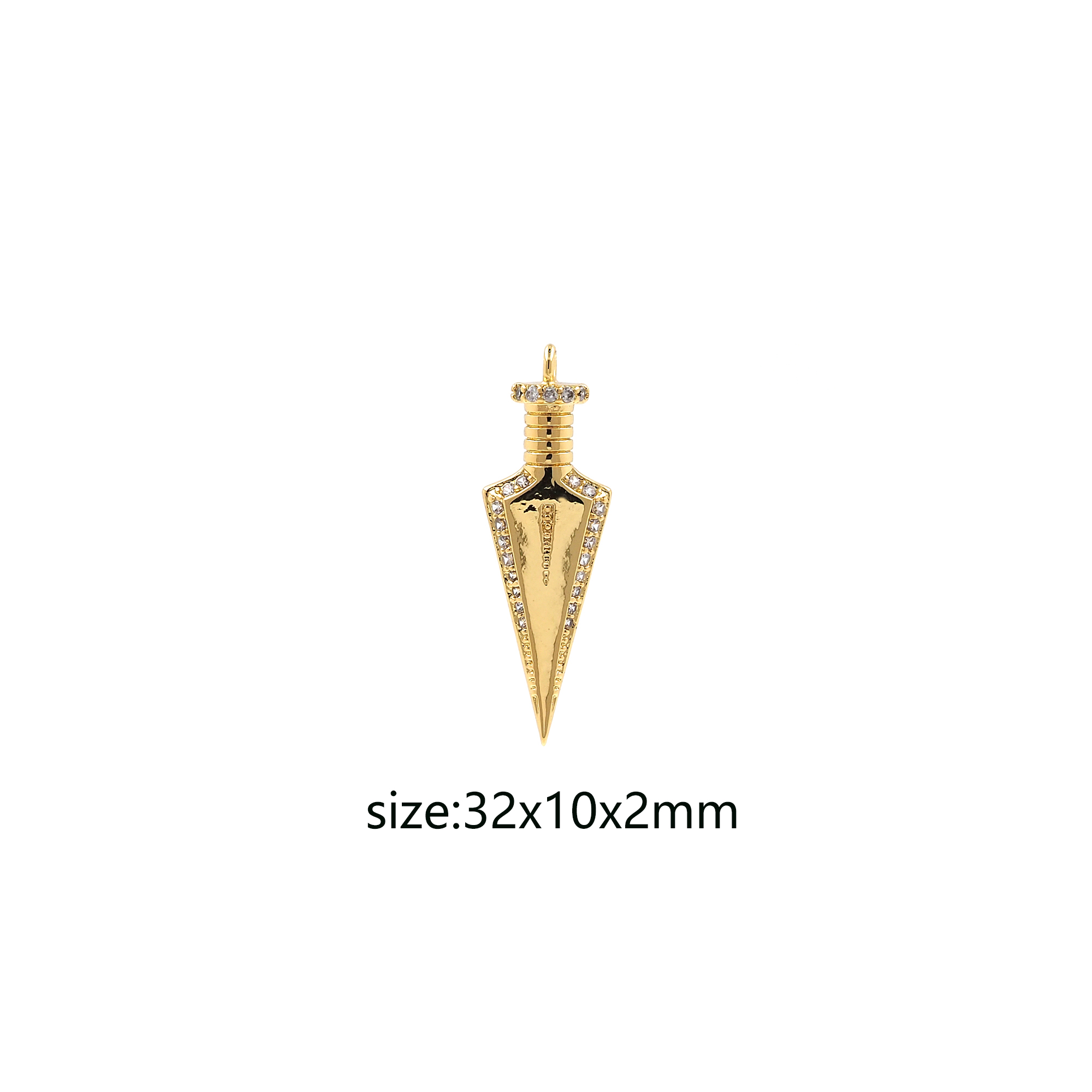 18K Gold Filled Arrow Pendant,CZ Micro Pave Arrow Charm Earrings Necklace for DIY Jewelry Making Supply