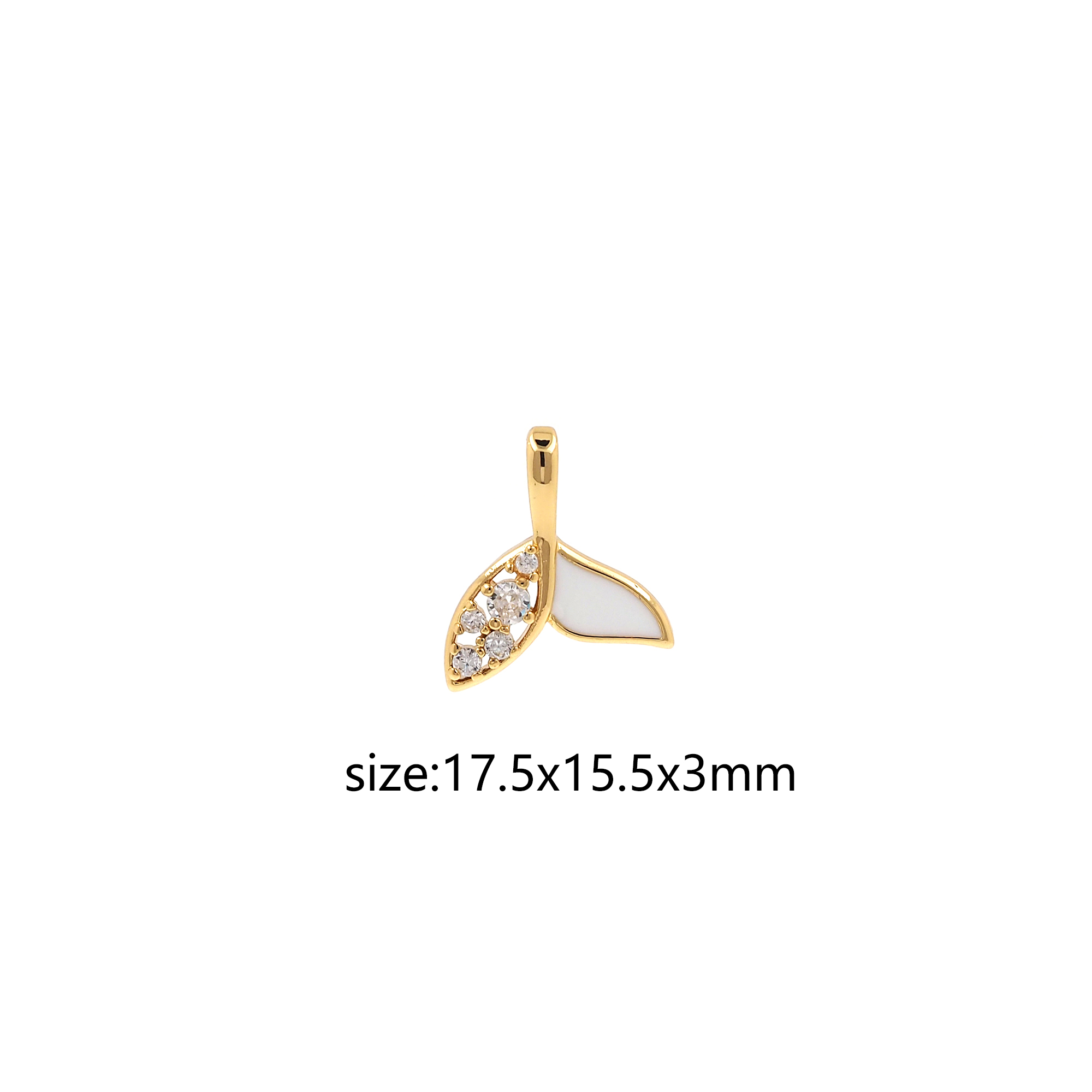 18K Gold Filled Mermaid Tail Pendant,CZ Micro Pave Fishtail Charm Earrings Necklace for DIY Jewelry Making Supply