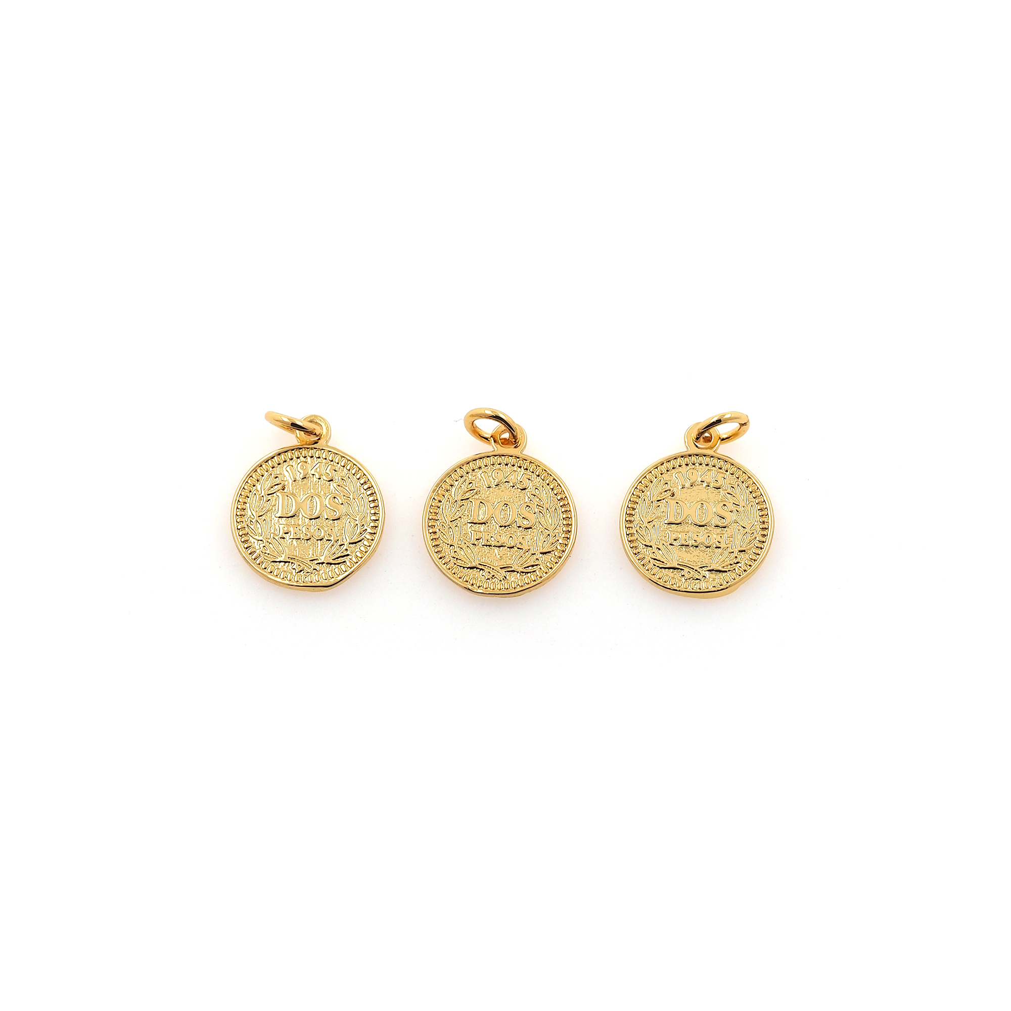 18K Gold Filled Coin Pendant,Dainty Coin Charm Earrings Necklace for DIY Jewelry Making Supply