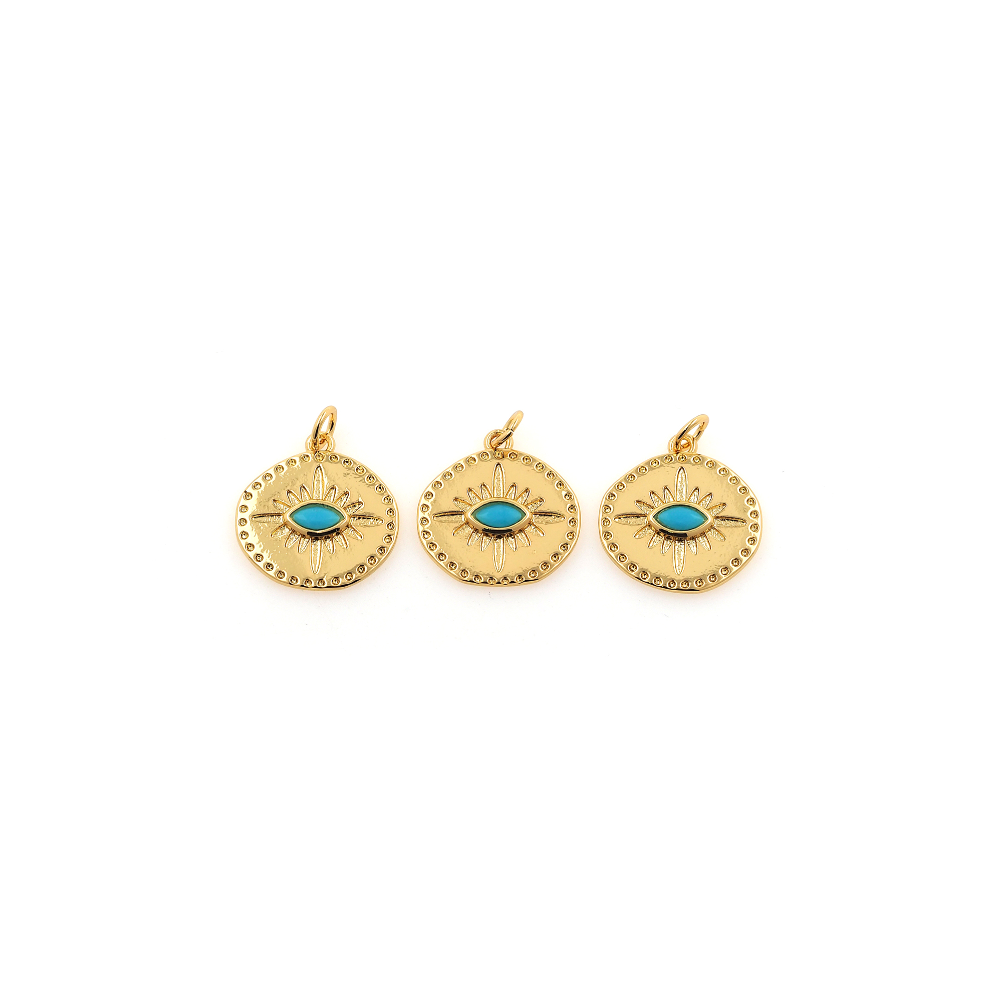 18K Gold Filled Evil Eye Pendant,Round Evil Eye Charm Earrings Necklace for DIY Jewelry Making Supply