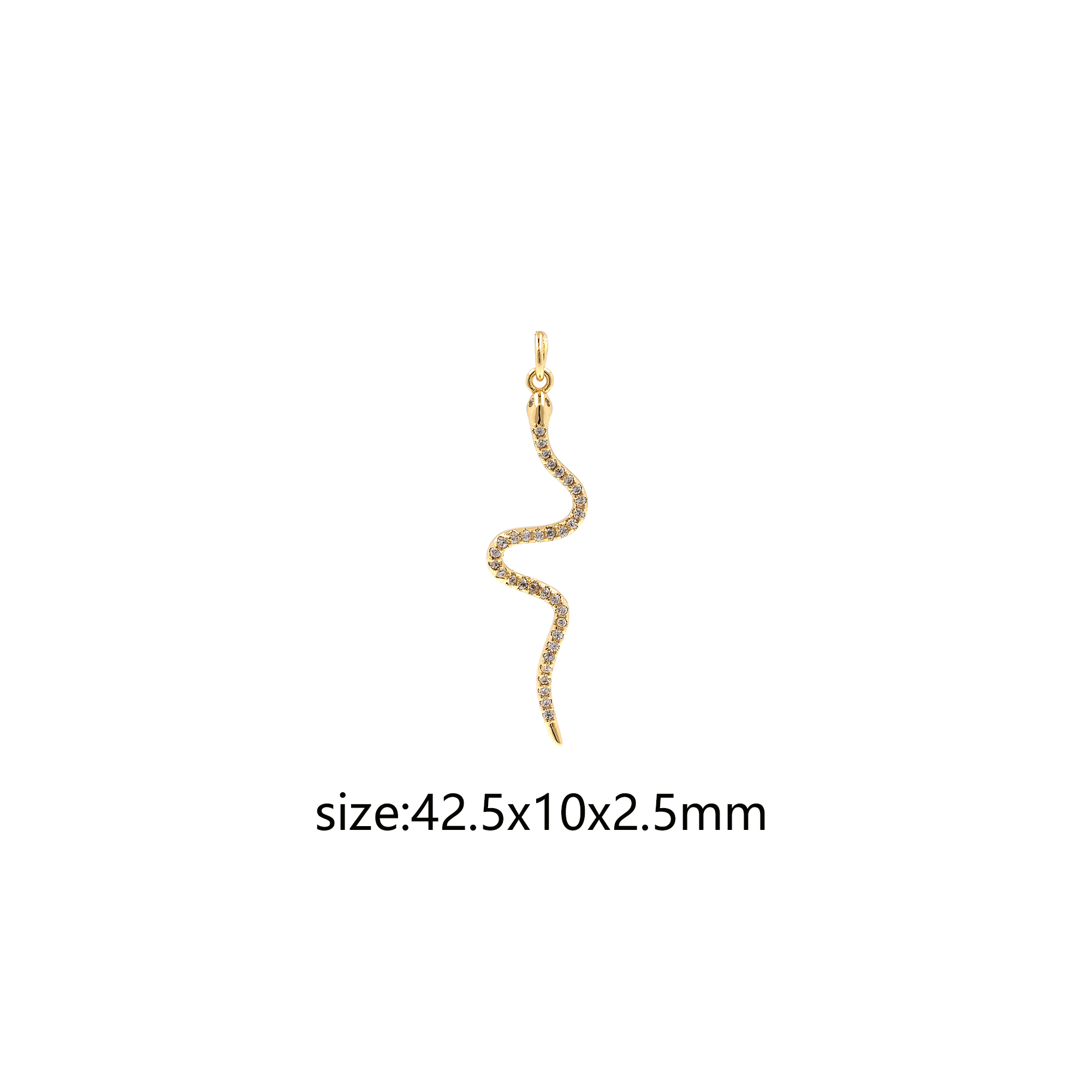 18K Gold Filled Snake Pendant,CZ Micor Pave Snake Charm Earrings Necklace for DIY Jewelry Making Supply