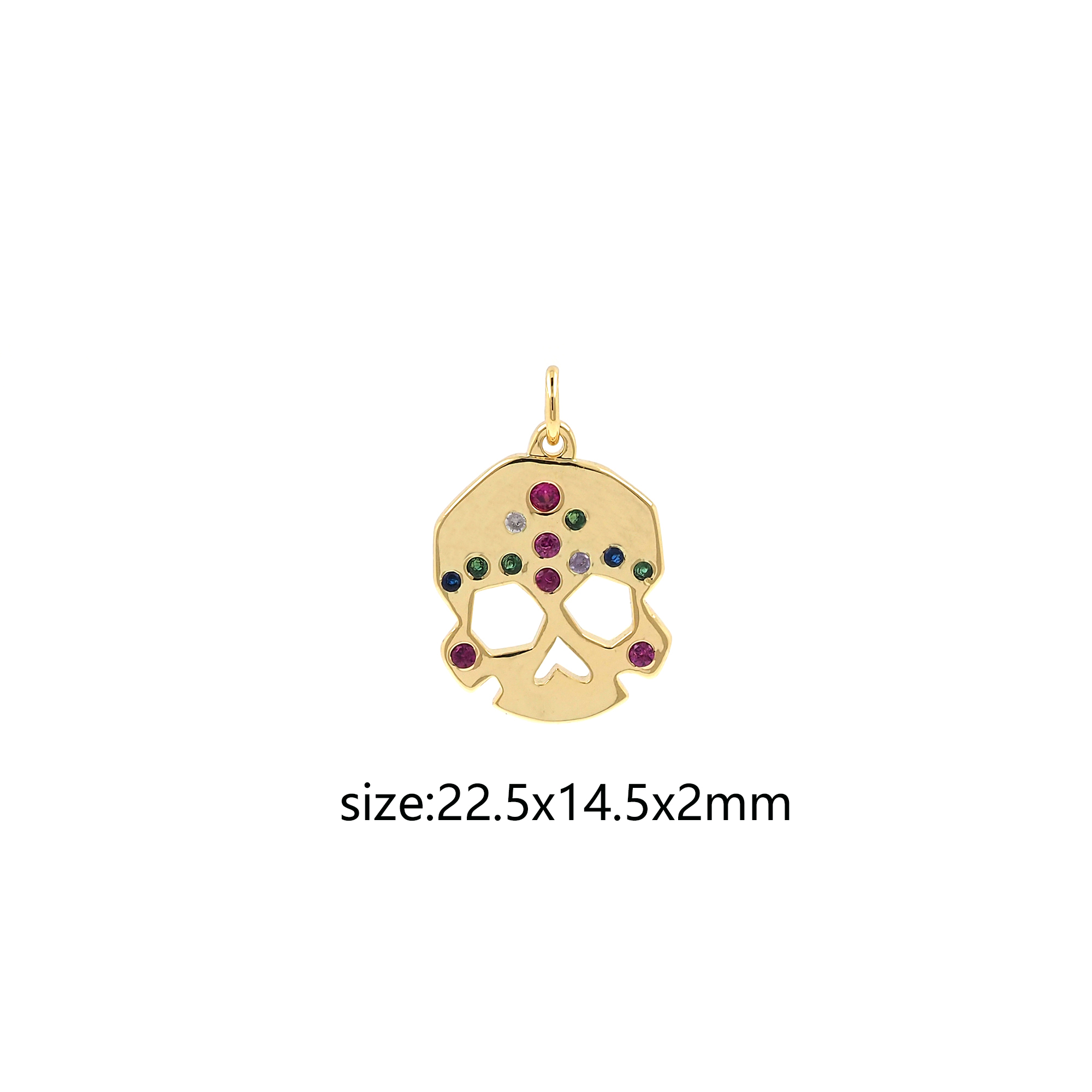 18K Gold Filled Skull Pendant,CZ Micro Pave Skull Charm Earrings Necklace for DIY Jewelry Making Supply