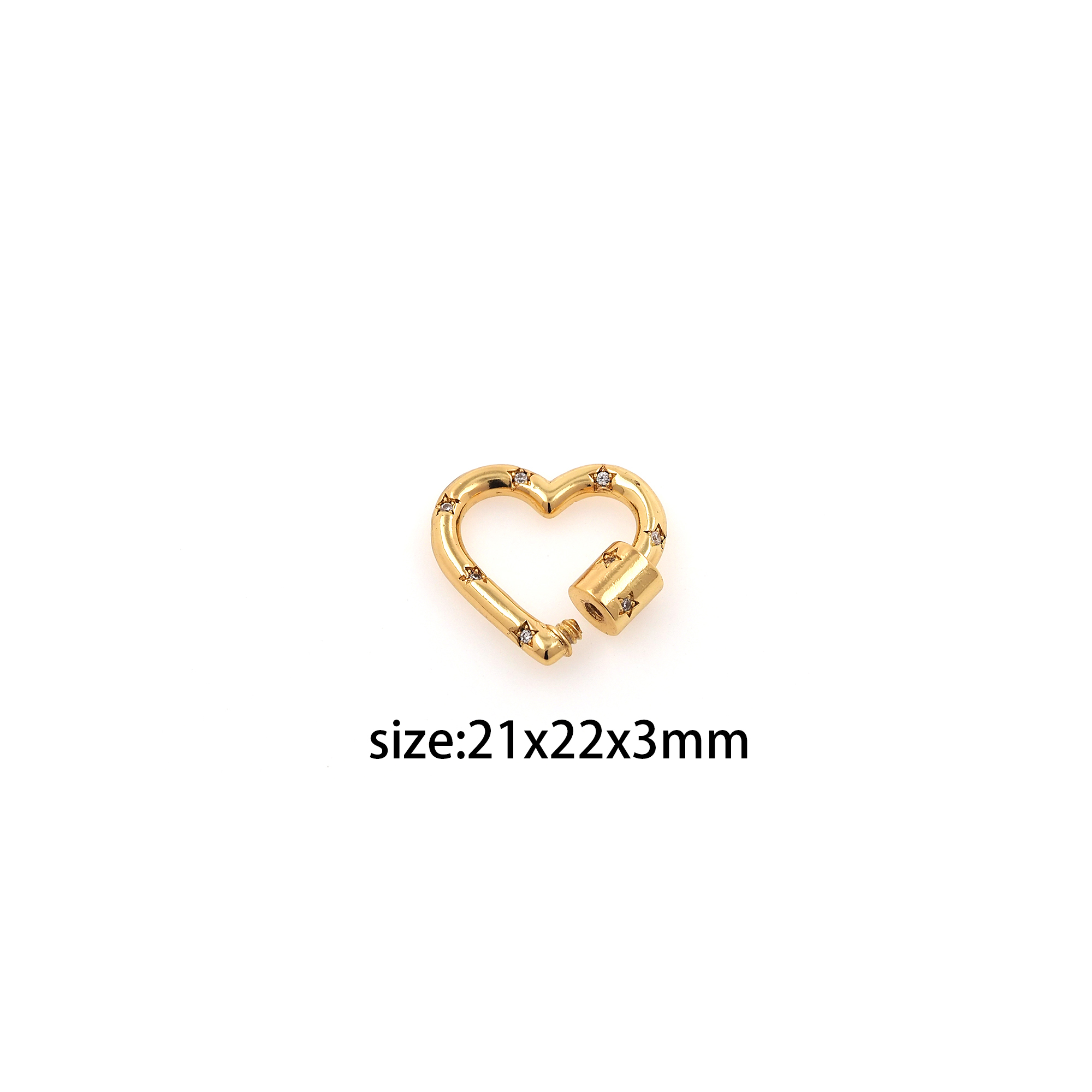 18K Gold Filled Heart Carabiner Clips,Heart Screw Clasp Lock for DIY Jewelry Finding Necklace Bracelet
