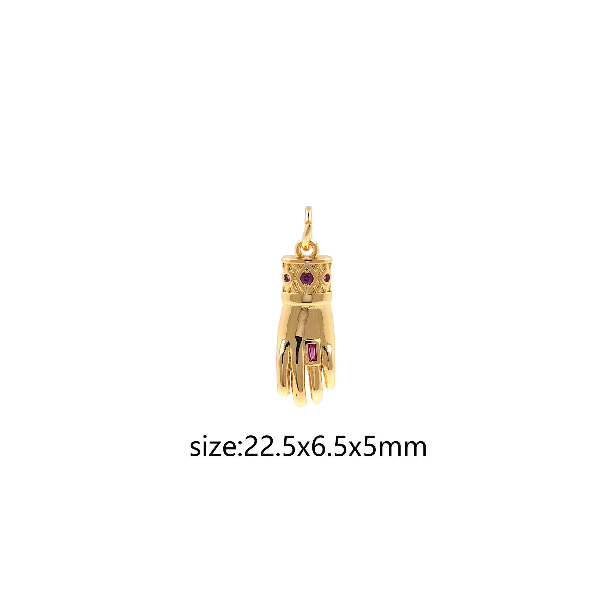 18K Gold Filled Hamsa Pendant,CZ Micro Pave Amulet Charm Earrings Necklace for DIY Jewelry Making Supply