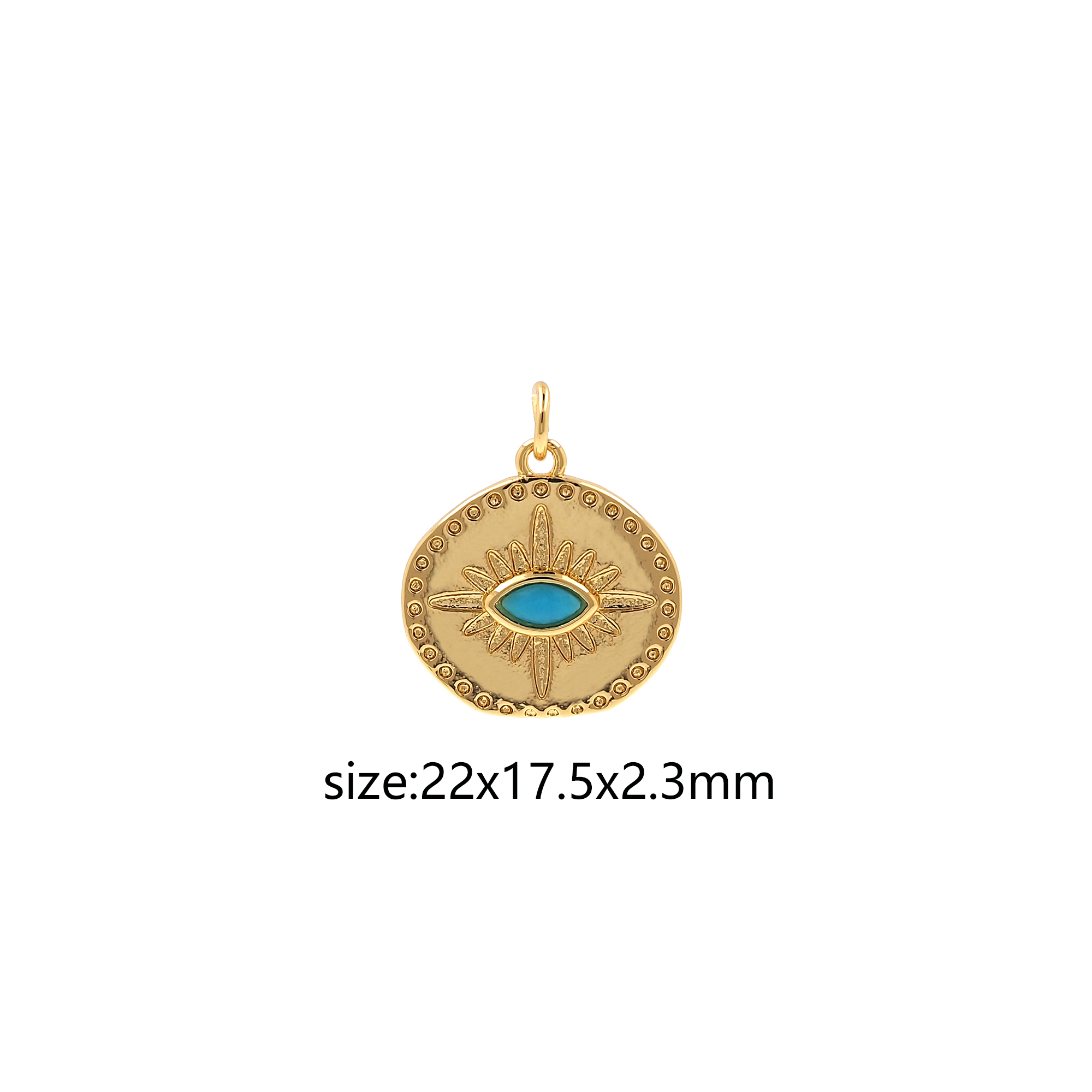 18K Gold Filled Evil Eye Pendant,Round Evil Eye Charm Earrings Necklace for DIY Jewelry Making Supply