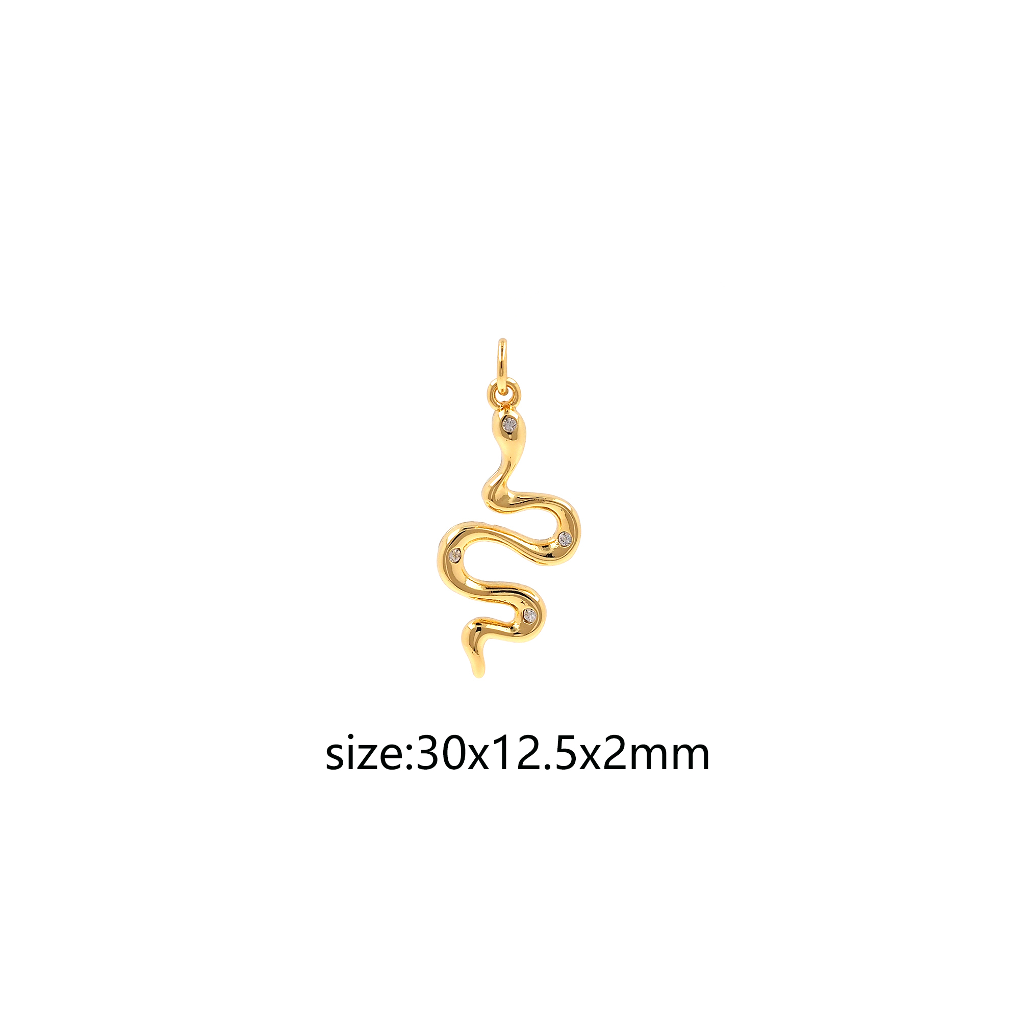 18K Gold Filled Tiny Snake Pendant,CZ Micor Pave Snake Charm Earrings Necklace for DIY Jewelry Making Supply