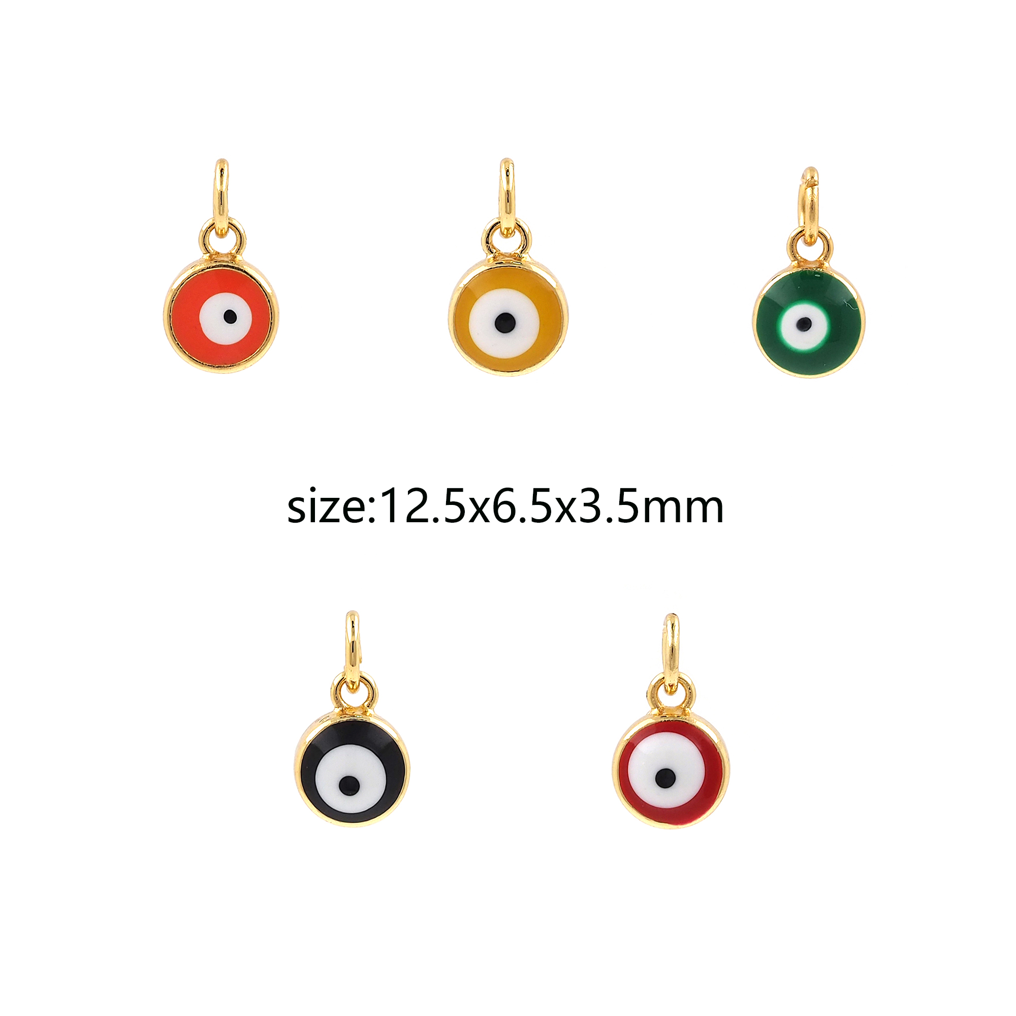 Enamel Evil Eye Pendant,18K Gold Filled Tiny Evil Eye Charm Earrings Necklace for DIY Jewelry Making Supply