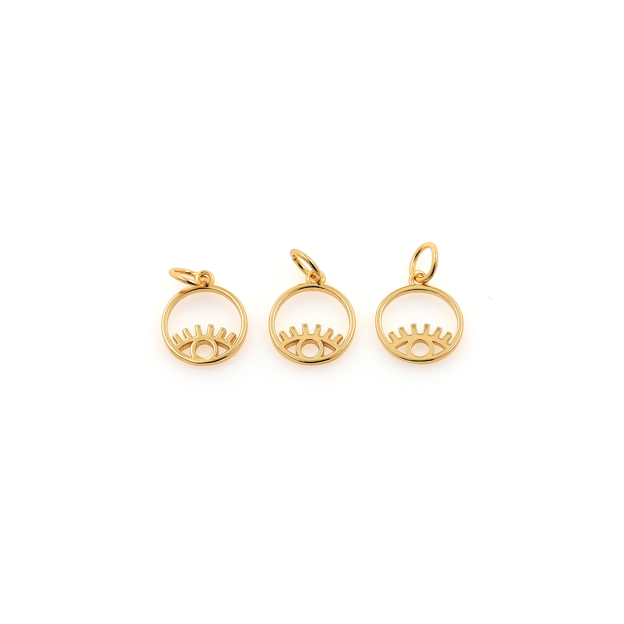 18K Gold Filled Evil Eye Pendant,Round Evil Eye Charm Earrings Necklace for DIY Jewelry Making Supply