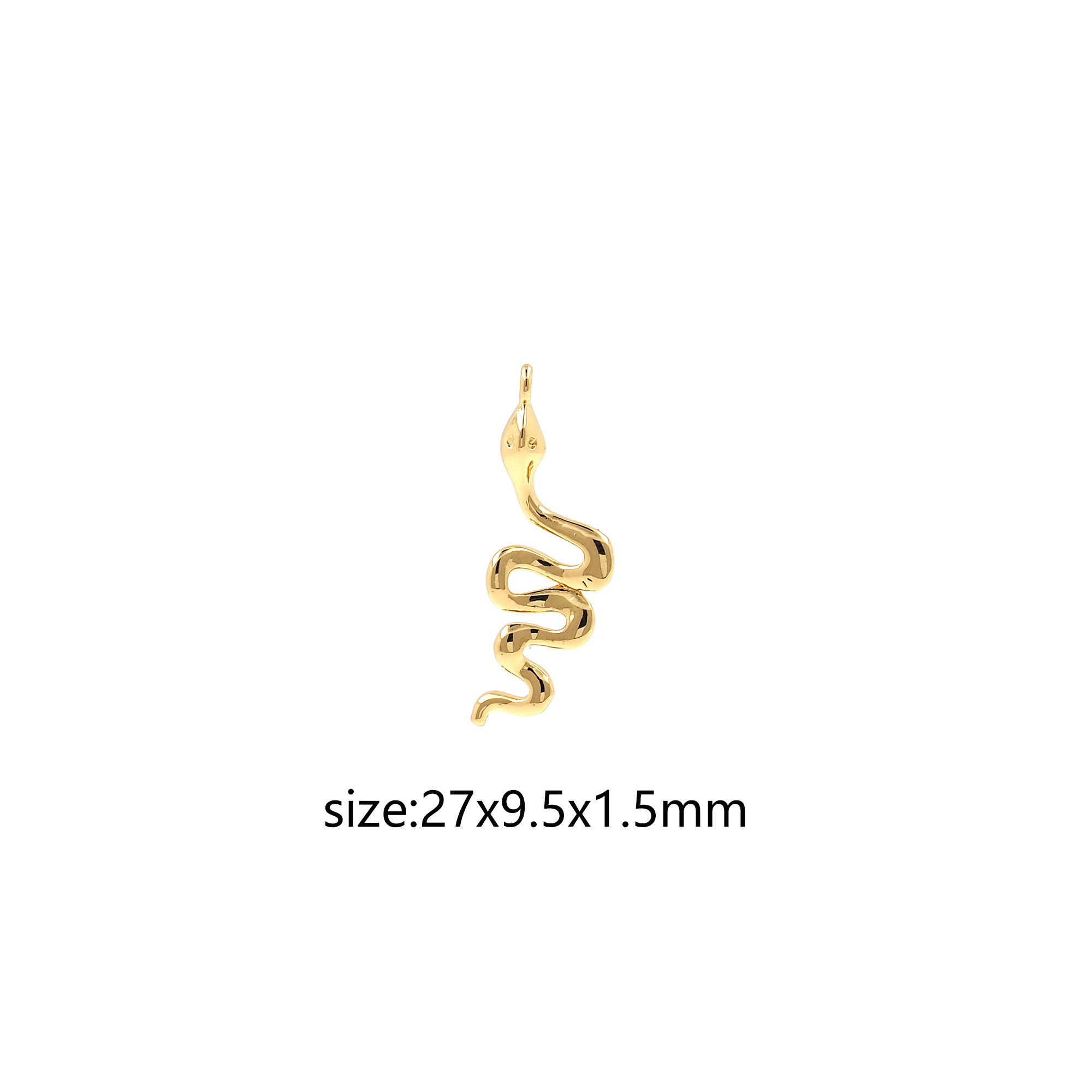18K Gold Filled Snake Pendant,Reptile Charm Earrings Necklace for DIY Jewelry Making Supply