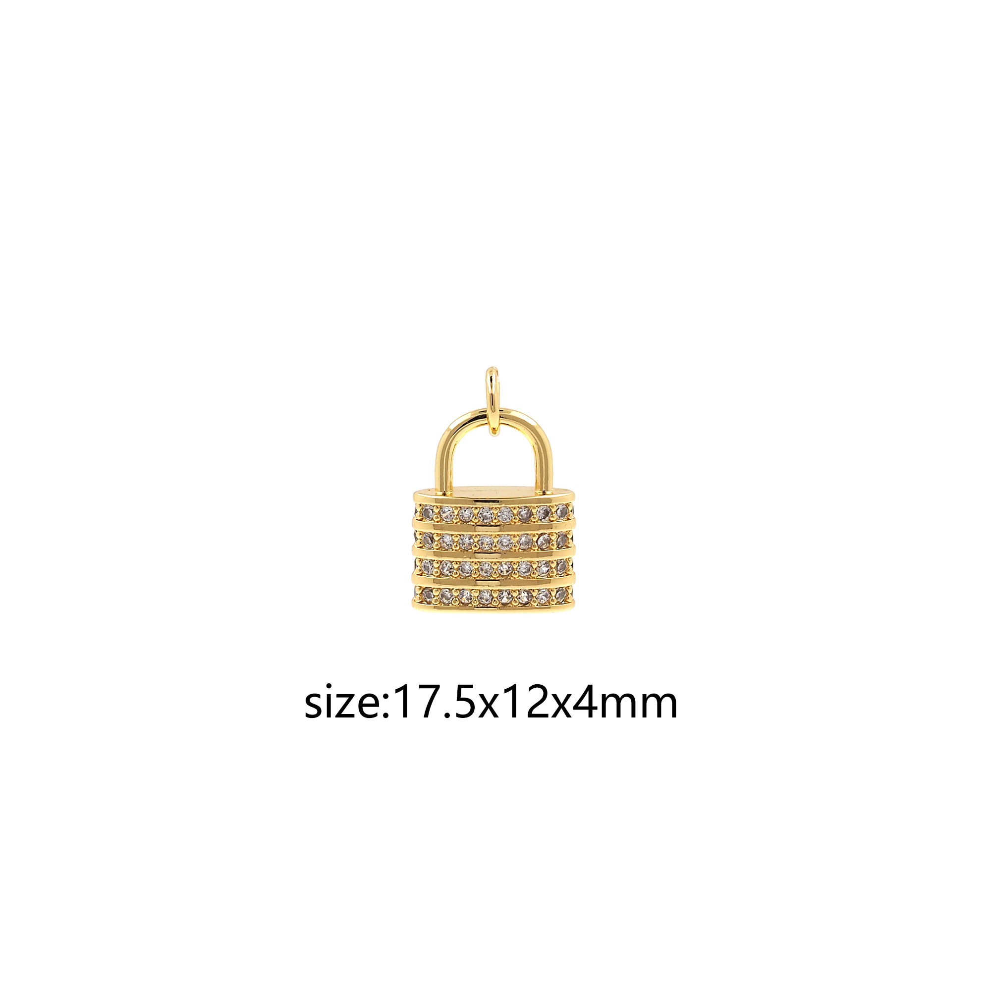 18K Gold Filled Lock Pendant,CZ Micro Pave Lock Charm Earrings Necklace for DIY Jewelry Making Supply