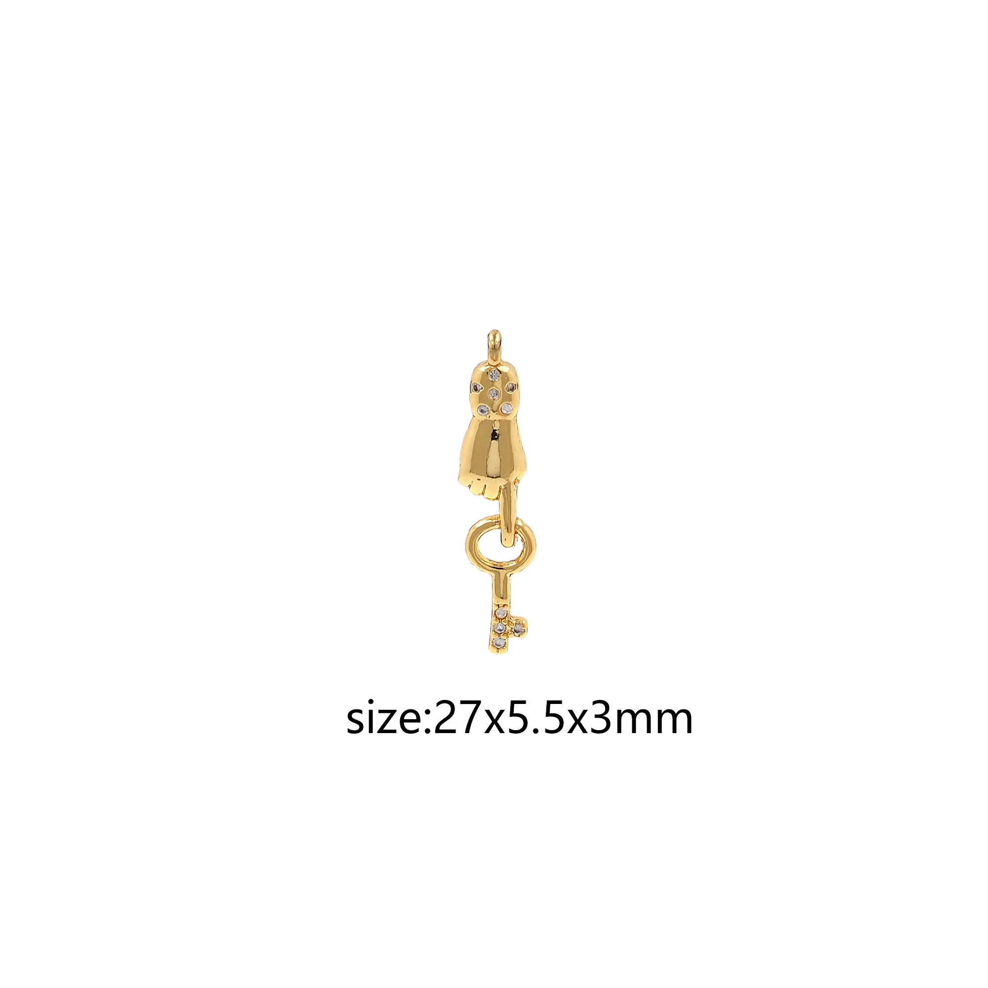 18K Gold Filled Hand Key Pendant,Hand Charm Earrings Necklace for DIY Jewelry Making Supply