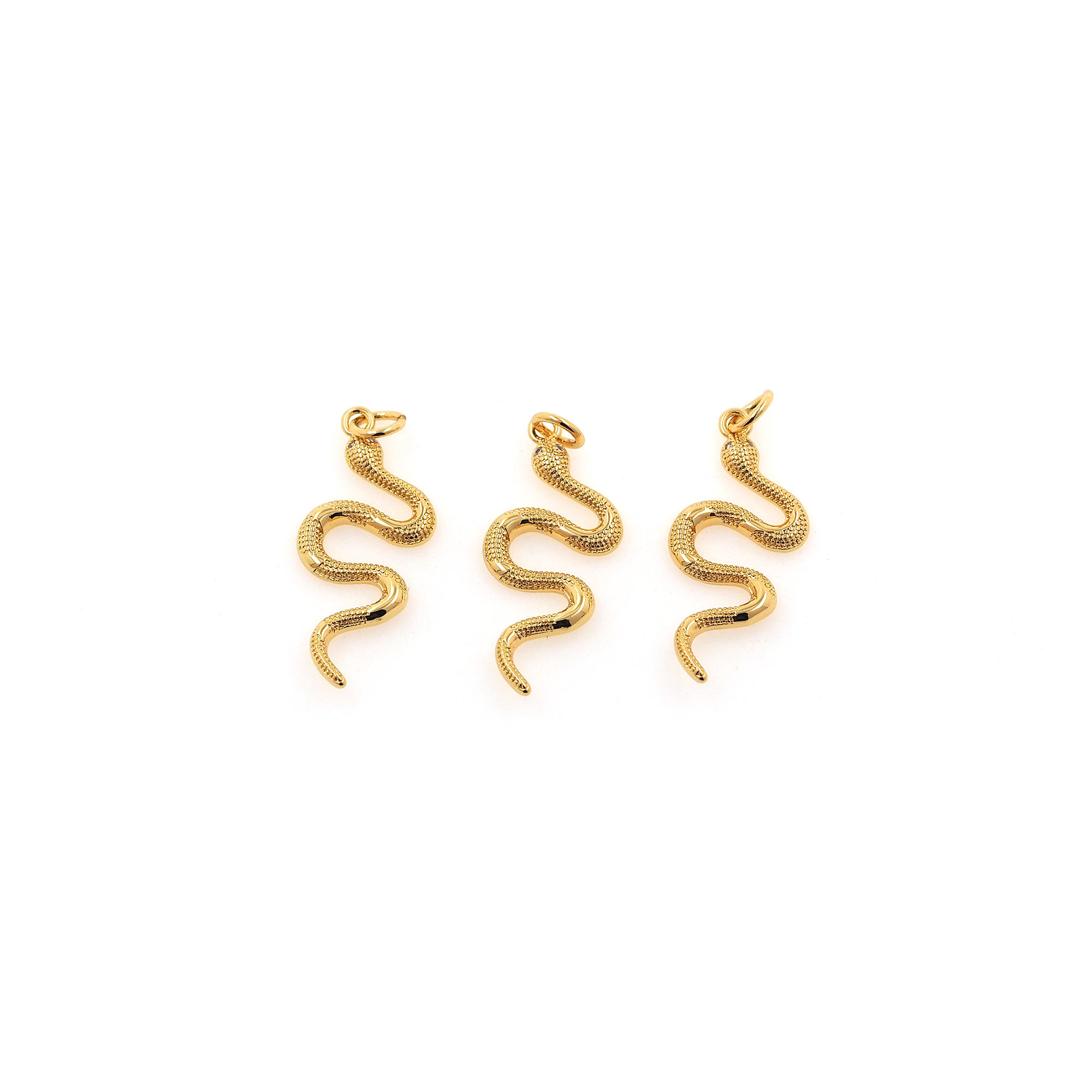 18K Gold Filled Snake Pendant,Reptile Charm Earrings Necklace for DIY Jewelry Making Supply