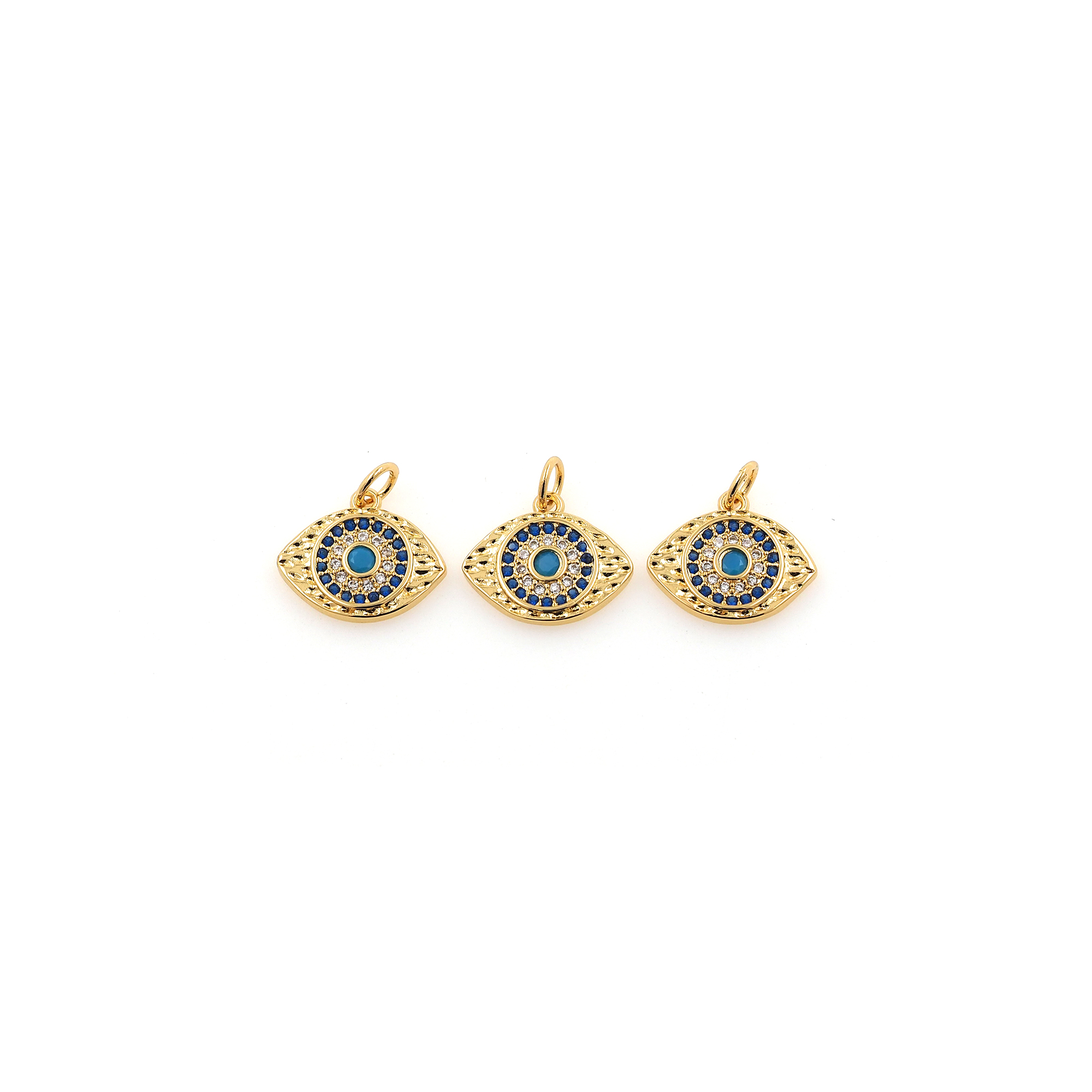 18K Gold Filled Evil Eye Pendant,CZ Micro Pave Evil Eye Charm Earrings Necklace for DIY Jewelry Making Supply