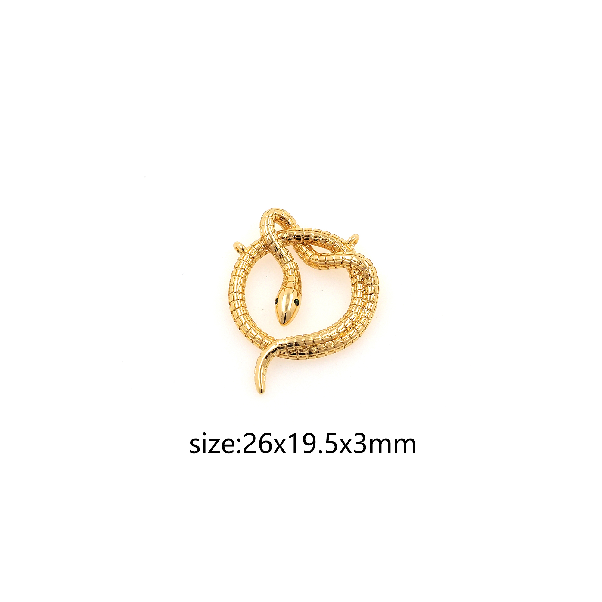 18K Gold Filled Snake Pendant,Reptile Charm Earrings Necklace for DIY Jewelry Making Supply