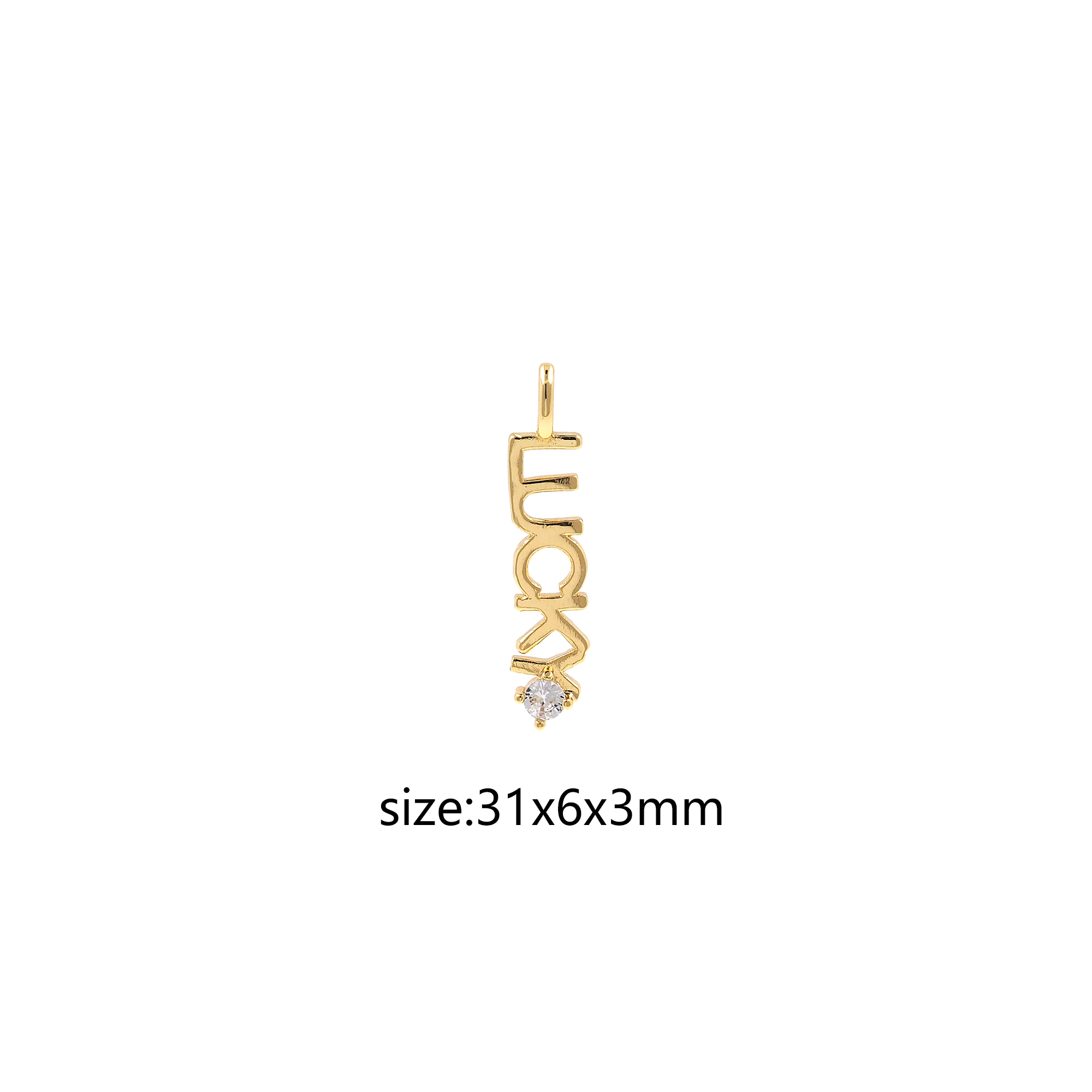 18K Gold Filled Lucky Pendant,CZ Micro Pave Lucky Charm Earrings Necklace for DIY Jewelry Making Supply
