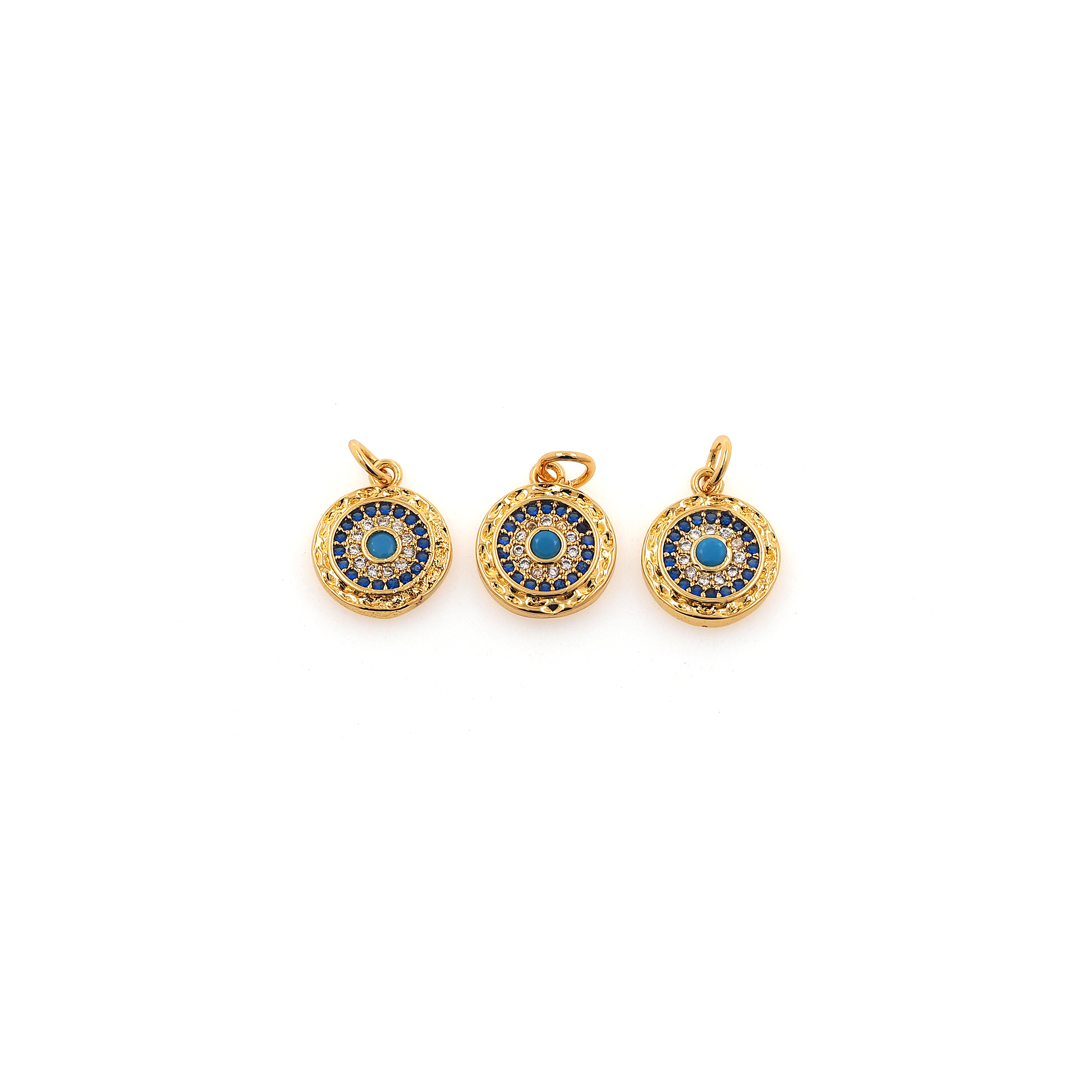 18K Gold Filled Evil Eye Pendant,CZ Micro Pave Evil Eye Charm Earrings Necklace for DIY Jewelry Making Supply