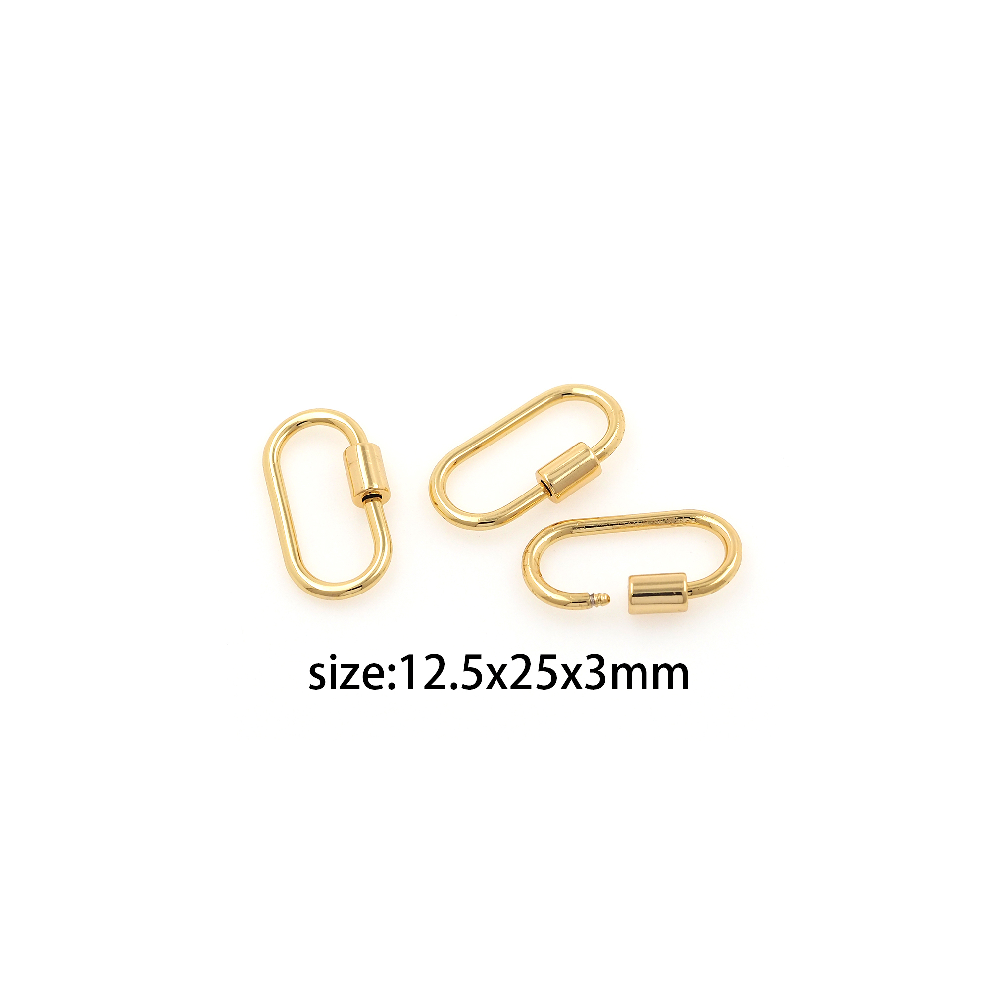 18K Gold Filled Oval Carabiner Clips,Dainty Oval Screw Clasp Lock for DIY Jewelry Finding Necklace Bracelet