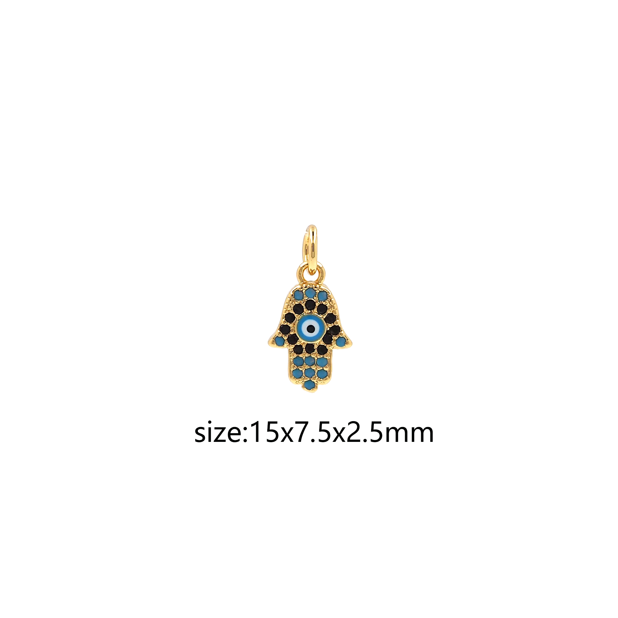 CZ Micro Pave Hamsa Pendant,18K Gold Filled Hamsa Charm Earrings Necklace for DIY Jewelry Making Supply