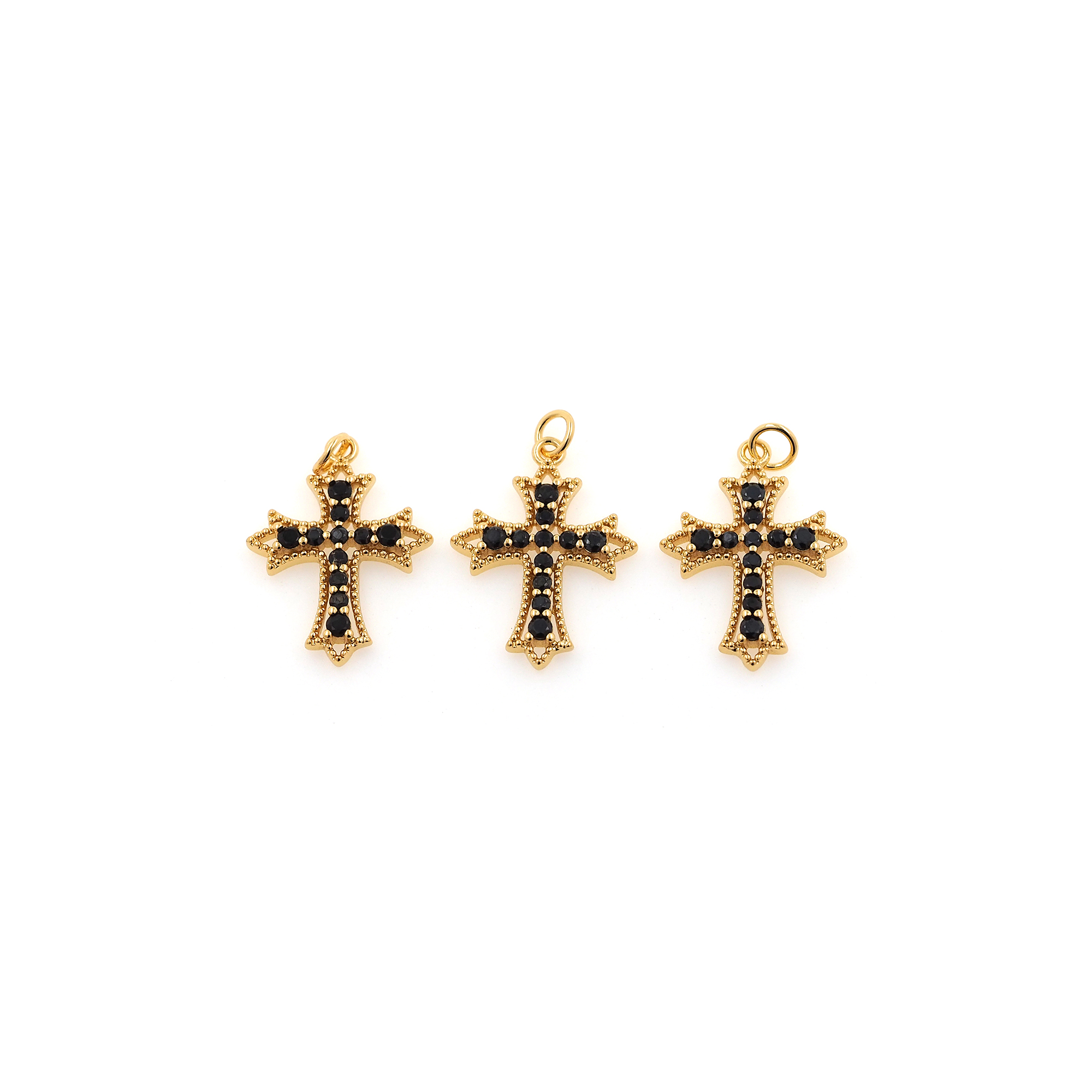 18K Gold Filled Cross Pendant,CZ Micro Pave Cross Charm Earrings Necklace for DIY Jewelry Making Supply