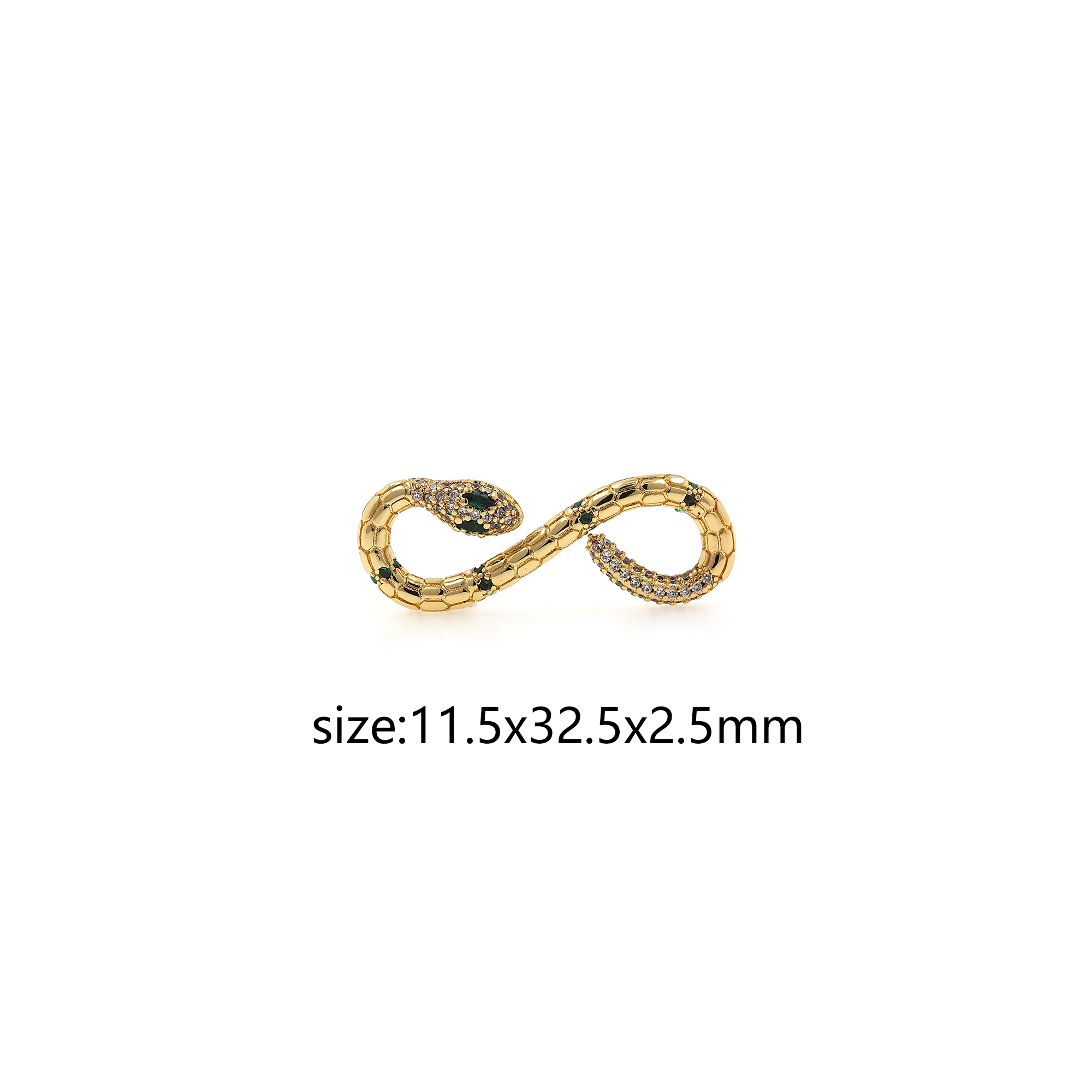 18K Gold Filled Snake Connector,CZ Micro Pave Snake Charm Necklace Bracelet for DIY Jewelry Making Supply