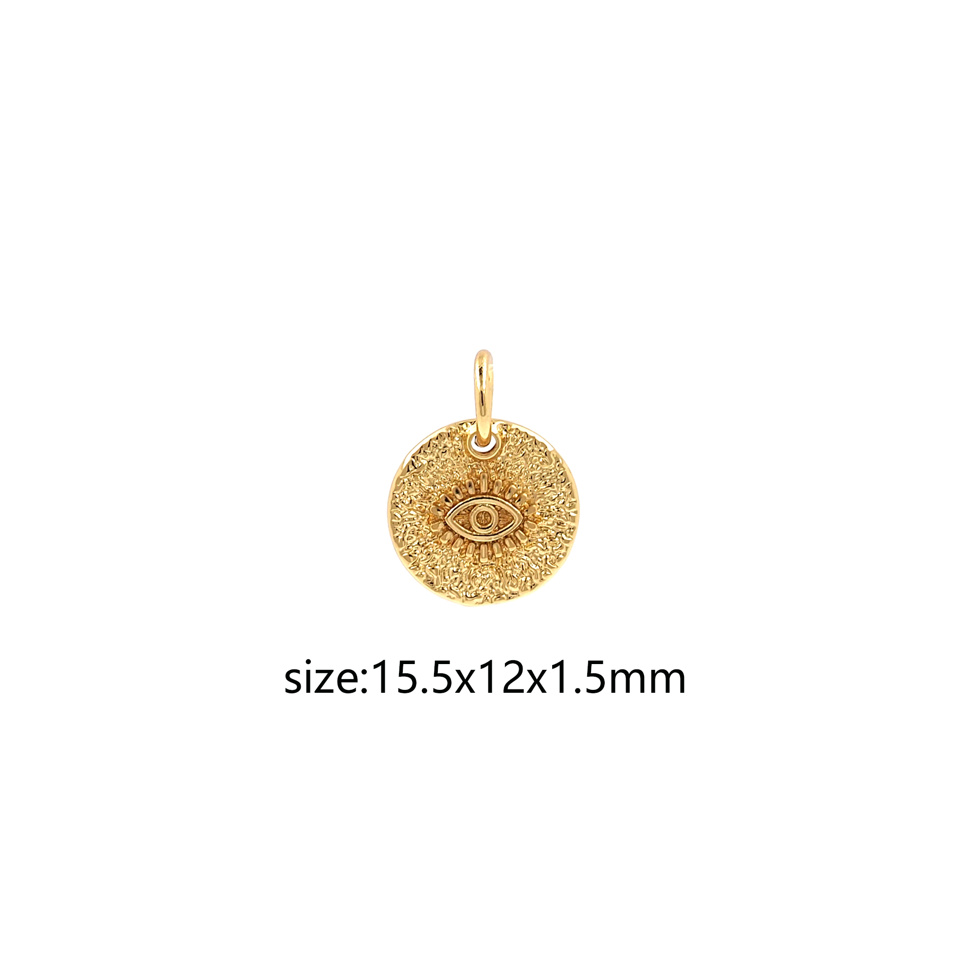 18K Gold Filled Round Eye Pendant,Evil Eye Charm Earrings Necklace for DIY Jewelry Making Supply
