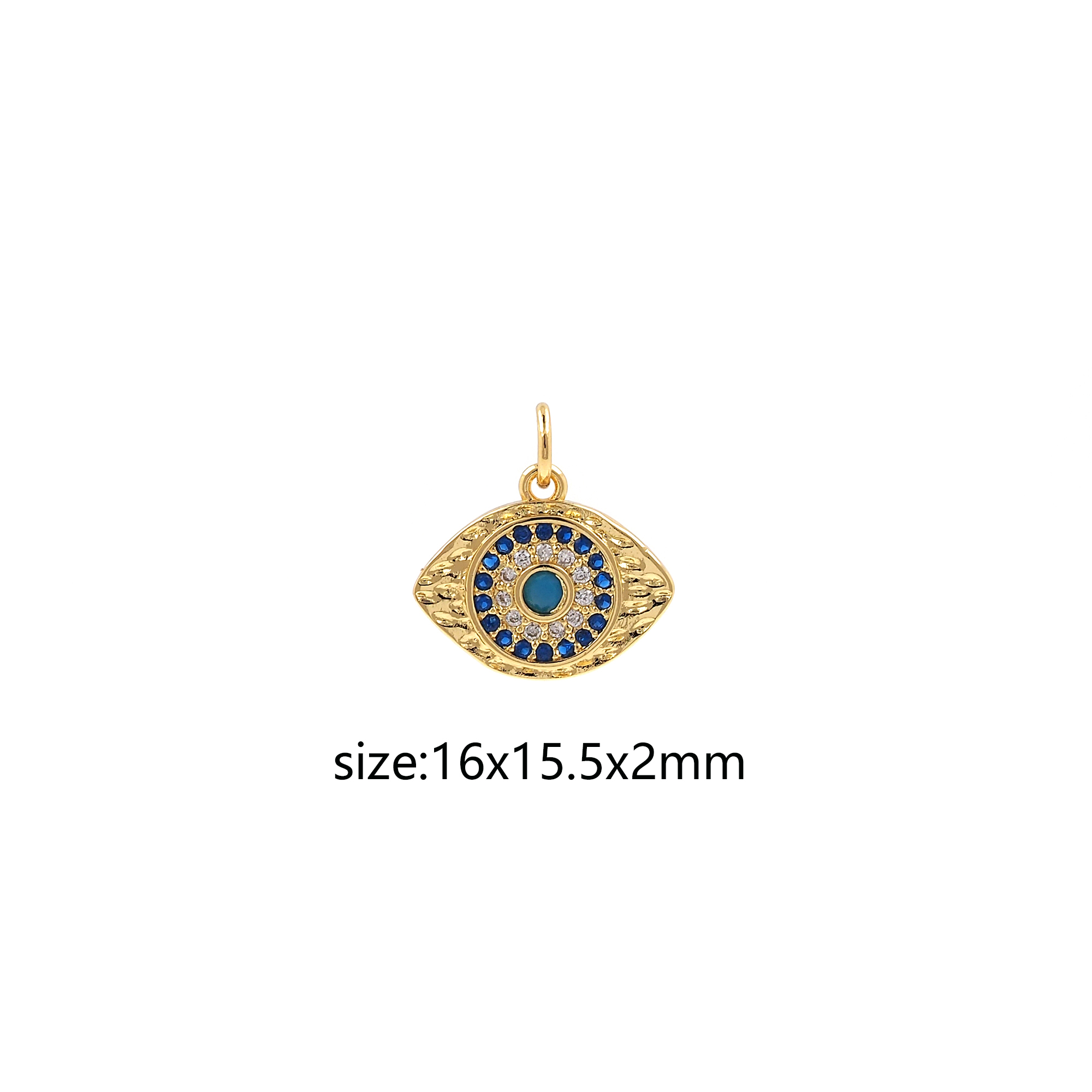 18K Gold Filled Evil Eye Pendant,CZ Micro Pave Evil Eye Charm Earrings Necklace for DIY Jewelry Making Supply