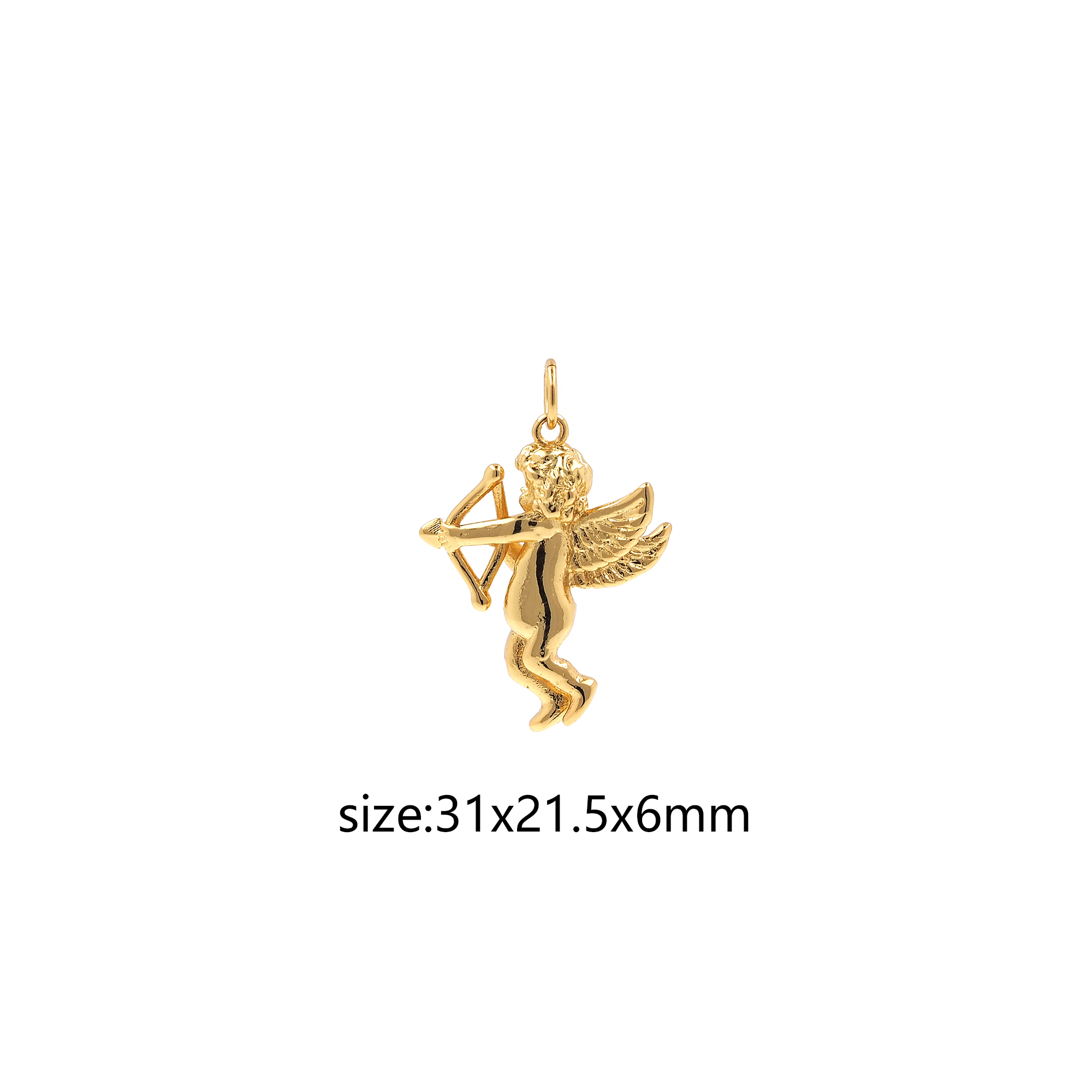 18K Gold Filled Cupid Pendant,Angel Charm Earrings Necklace for DIY Jewelry Making Supply