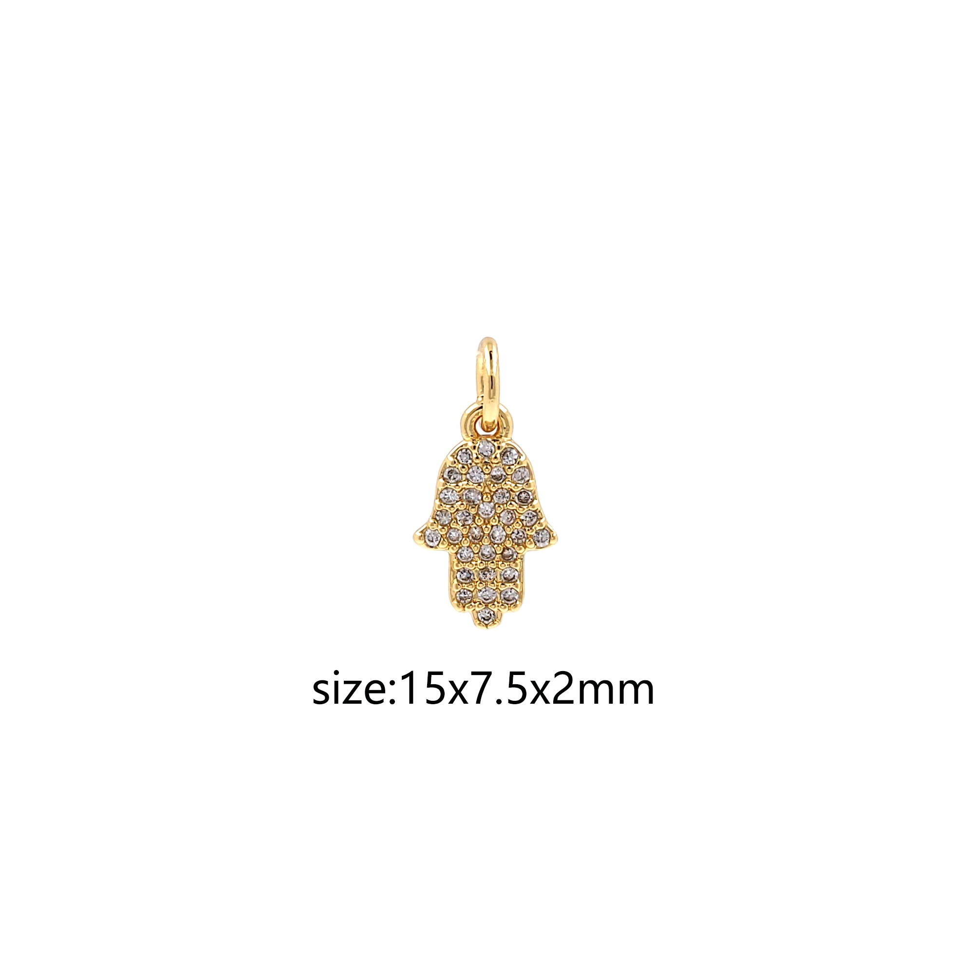 18K Gold Filled Hamsa Pendant,CZ Micro Pave Amulet Charm Earrings Necklace for DIY Jewelry Making Supply