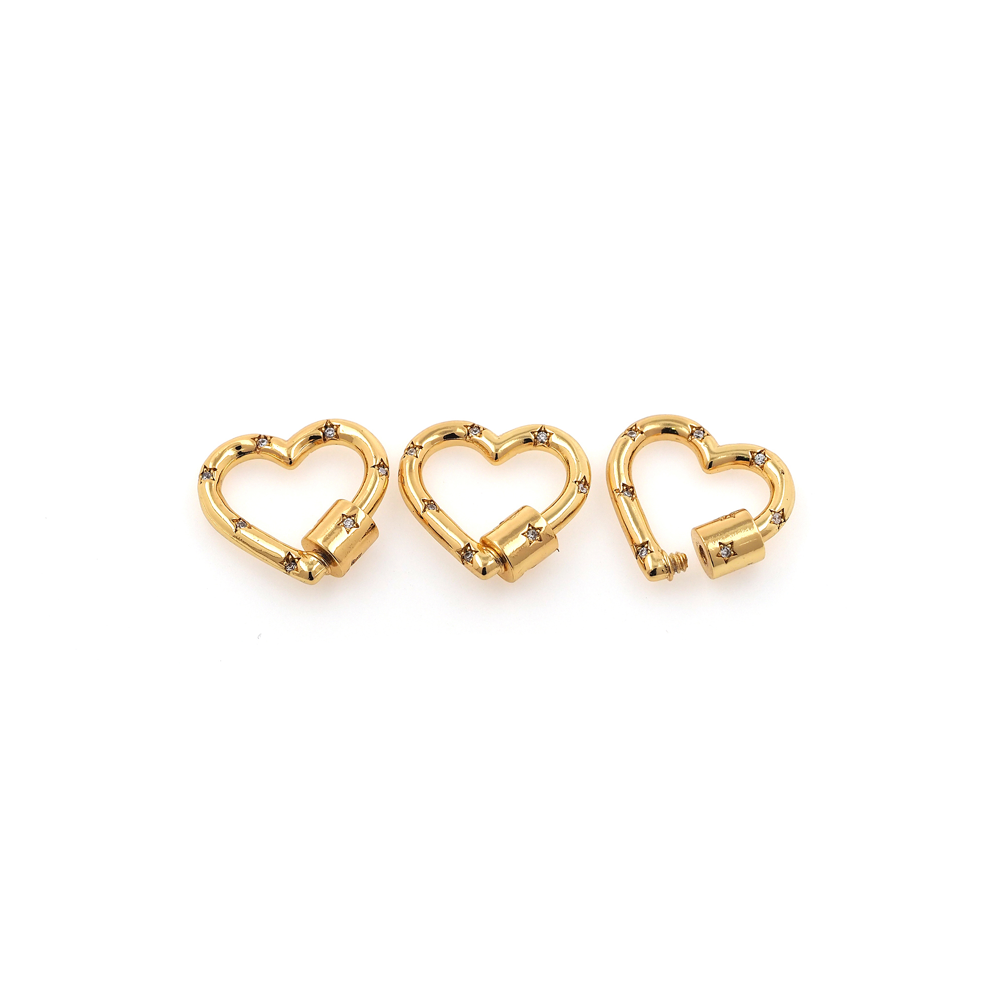 18K Gold Filled Heart Carabiner Clips,Heart Screw Clasp Lock for DIY Jewelry Finding Necklace Bracelet