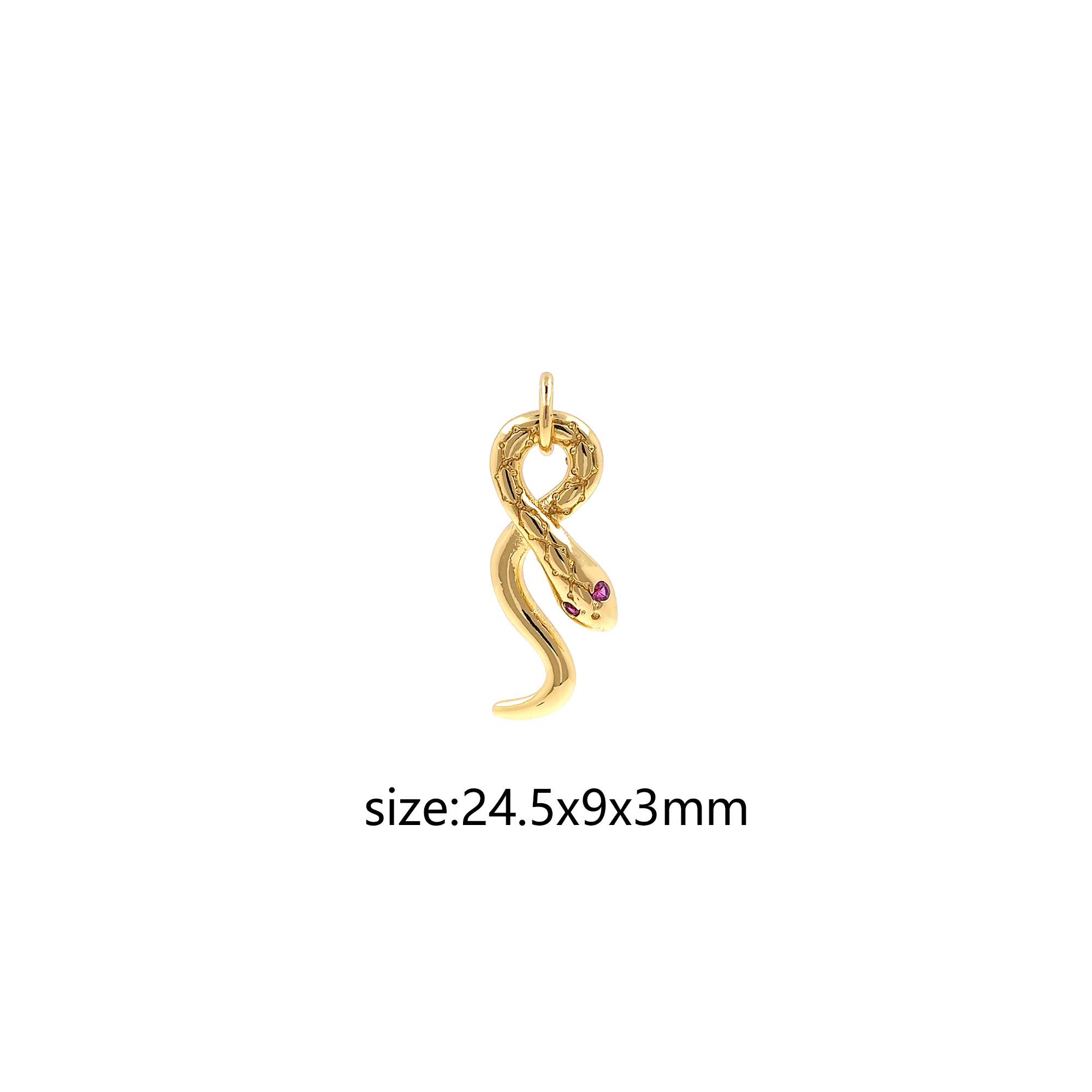 18K Gold Filled Snake Pendant,Reptile Charm Earrings Necklace for DIY Jewelry Making Supply