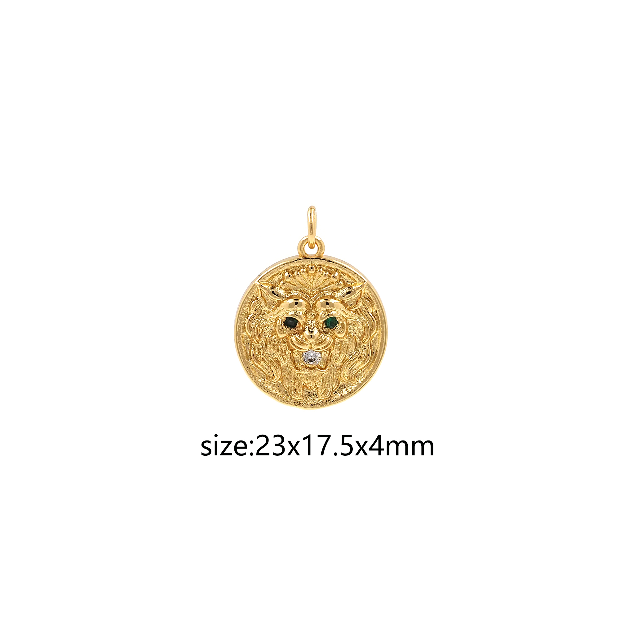18K Gold Filled Lion Pendant,CZ Micro Pave Lion Charm Earrings Necklace for DIY Jewelry Making Supply
