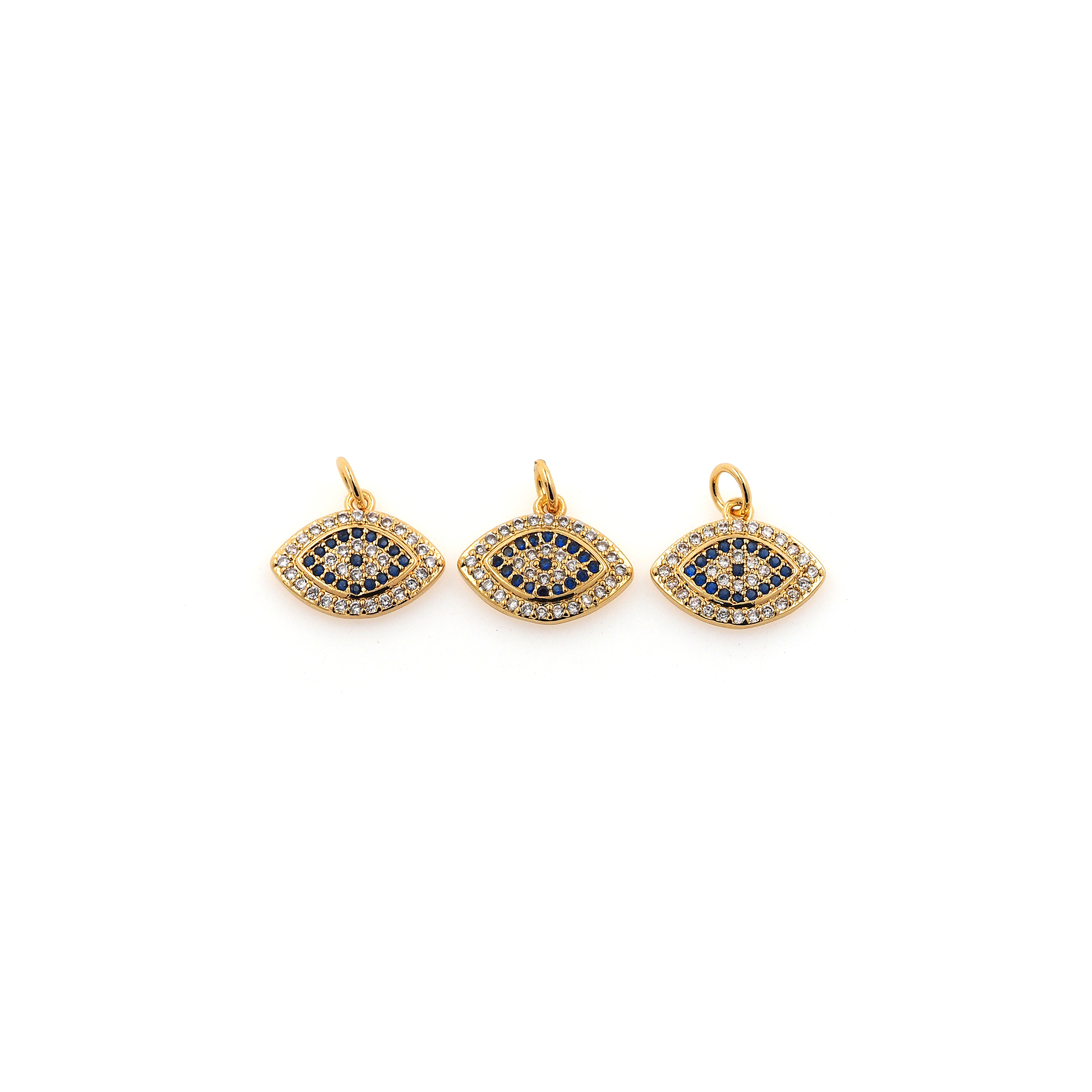 CZ Micro Pave Evil Eye Pendant,18K Gold Filled Evil Eye Charm Earrings Necklace for DIY Jewelry Making Supply