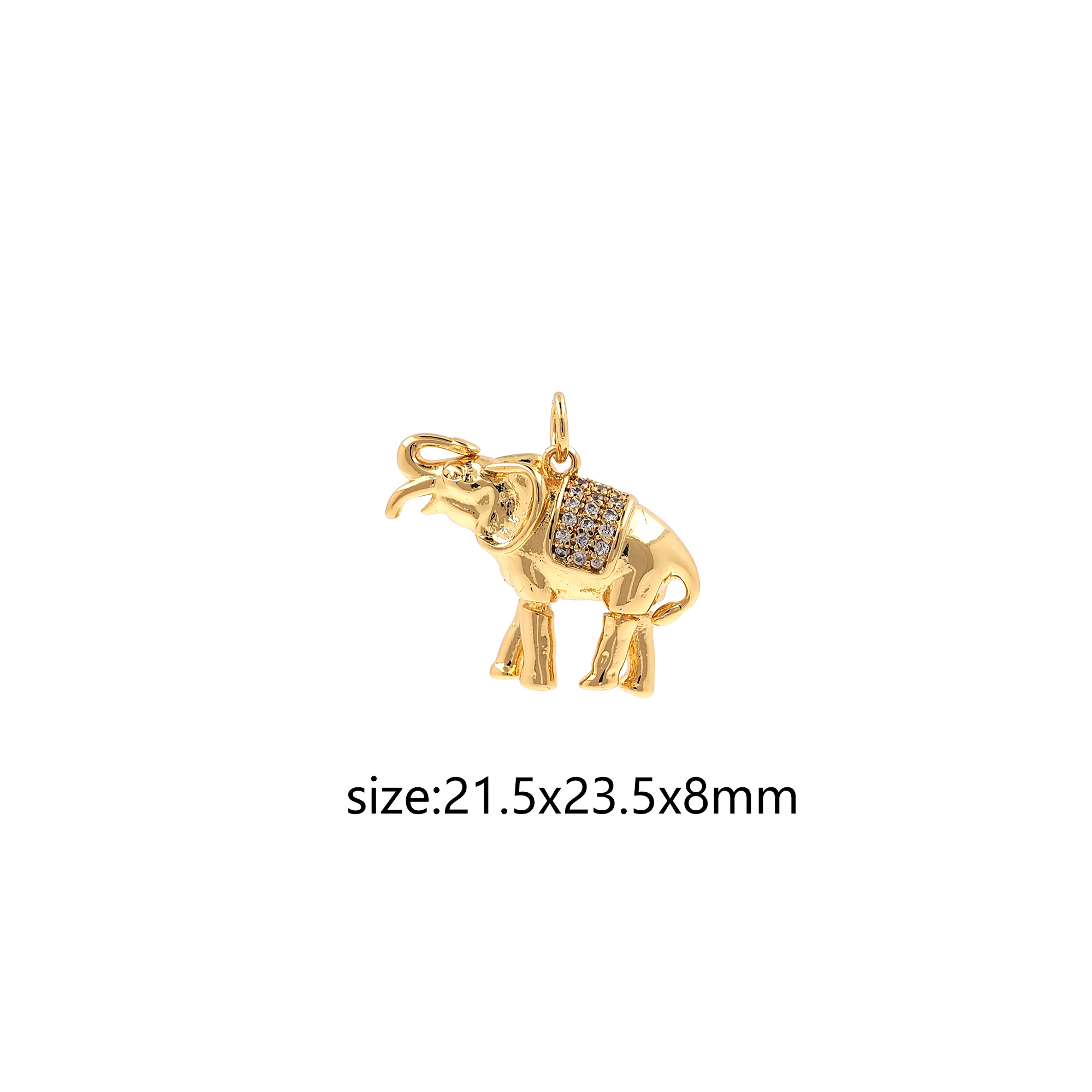 18K Gold Filled Elephant Pendant,Animal Charm,CZ Micro Pave Elephant Earrings Necklace for DIY Jewelry Making Supply