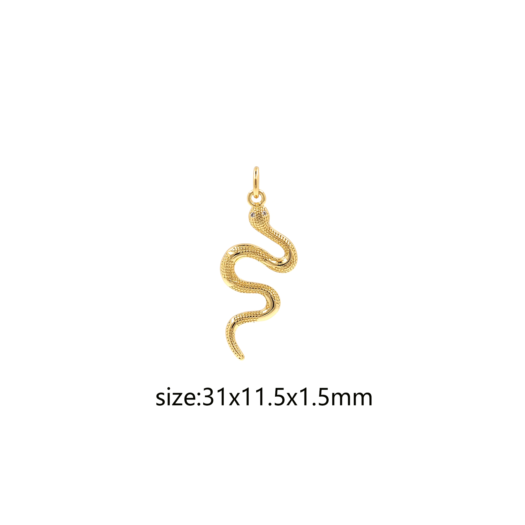 18K Gold Filled Snake Pendant,Reptile Charm Earrings Necklace for DIY Jewelry Making Supply