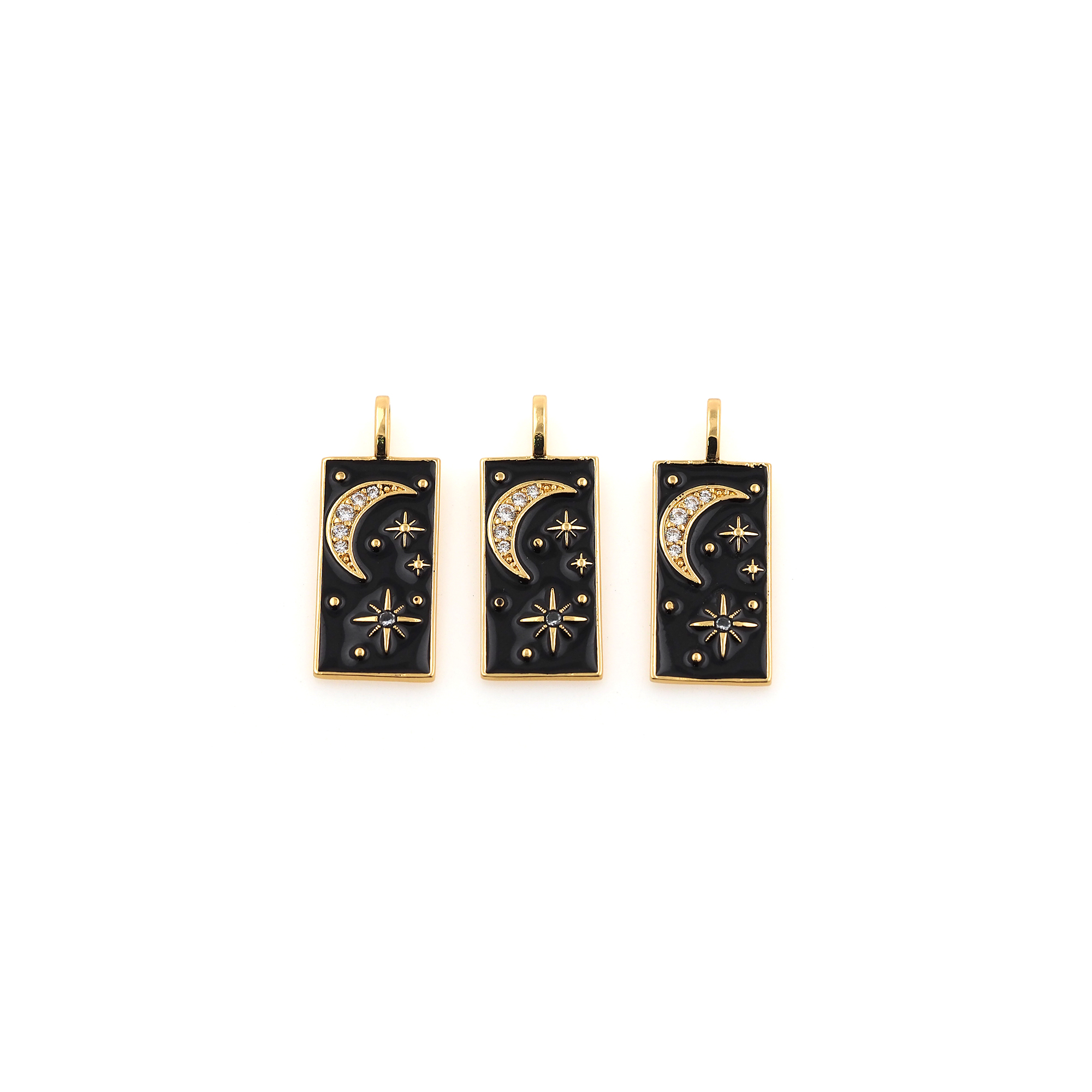 Enamel Moon Pendant,18K Gold Filled Moon Charm Earrings Necklace for DIY Jewelry Making Supply