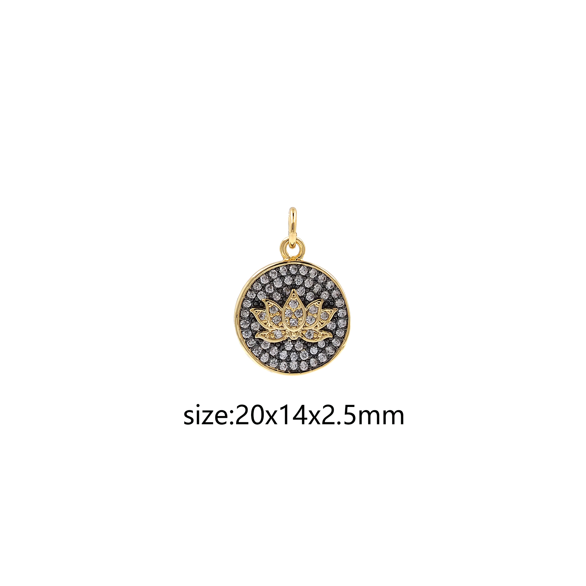 18K Gold Filled Lotus Pendant,CZ Micro Pave Lotus Charm Earrings Necklace for DIY Jewelry Making Supply