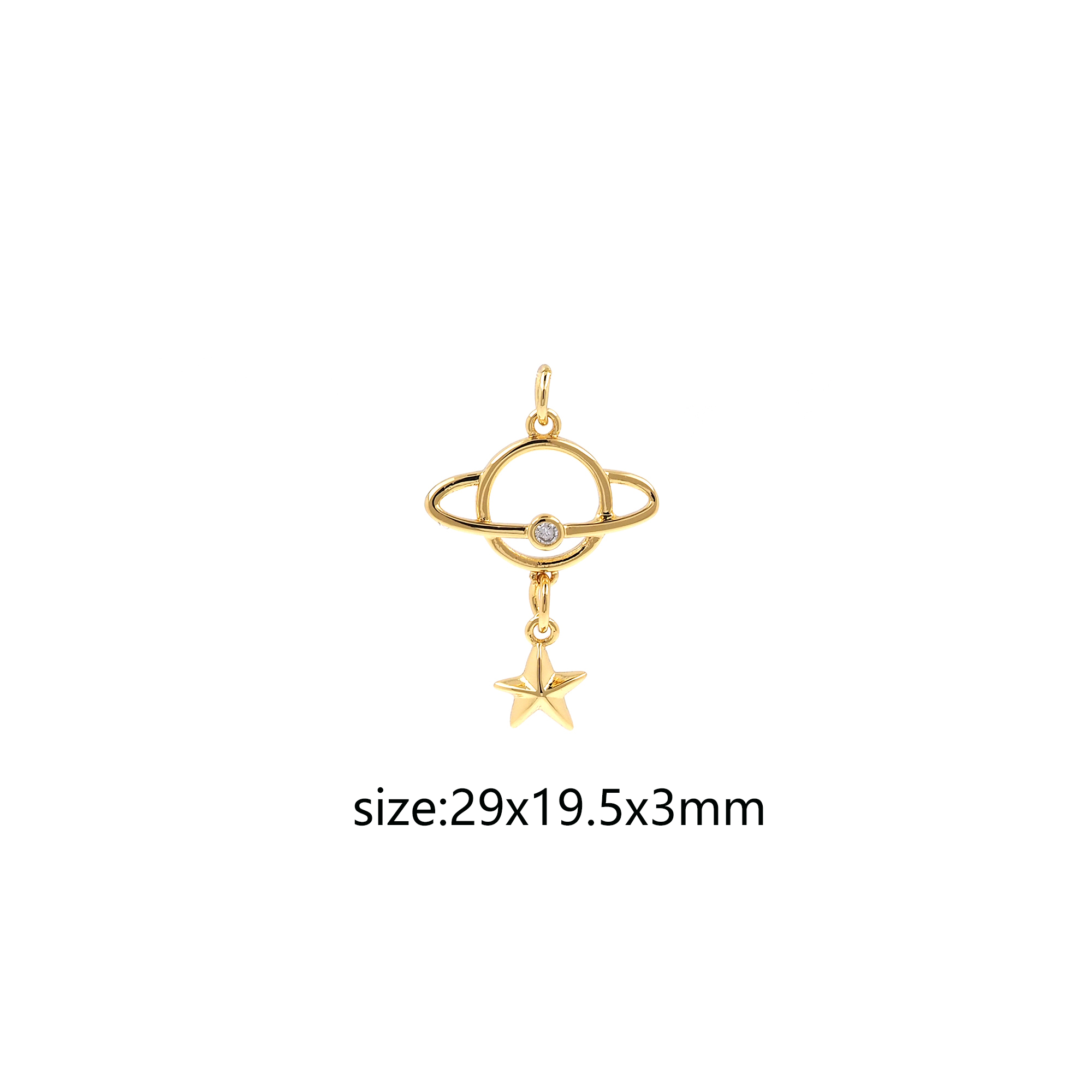 18K Gold Filled Planet Pendant,Saturn Charm Earrings Necklace for DIY Jewelry Making Supply