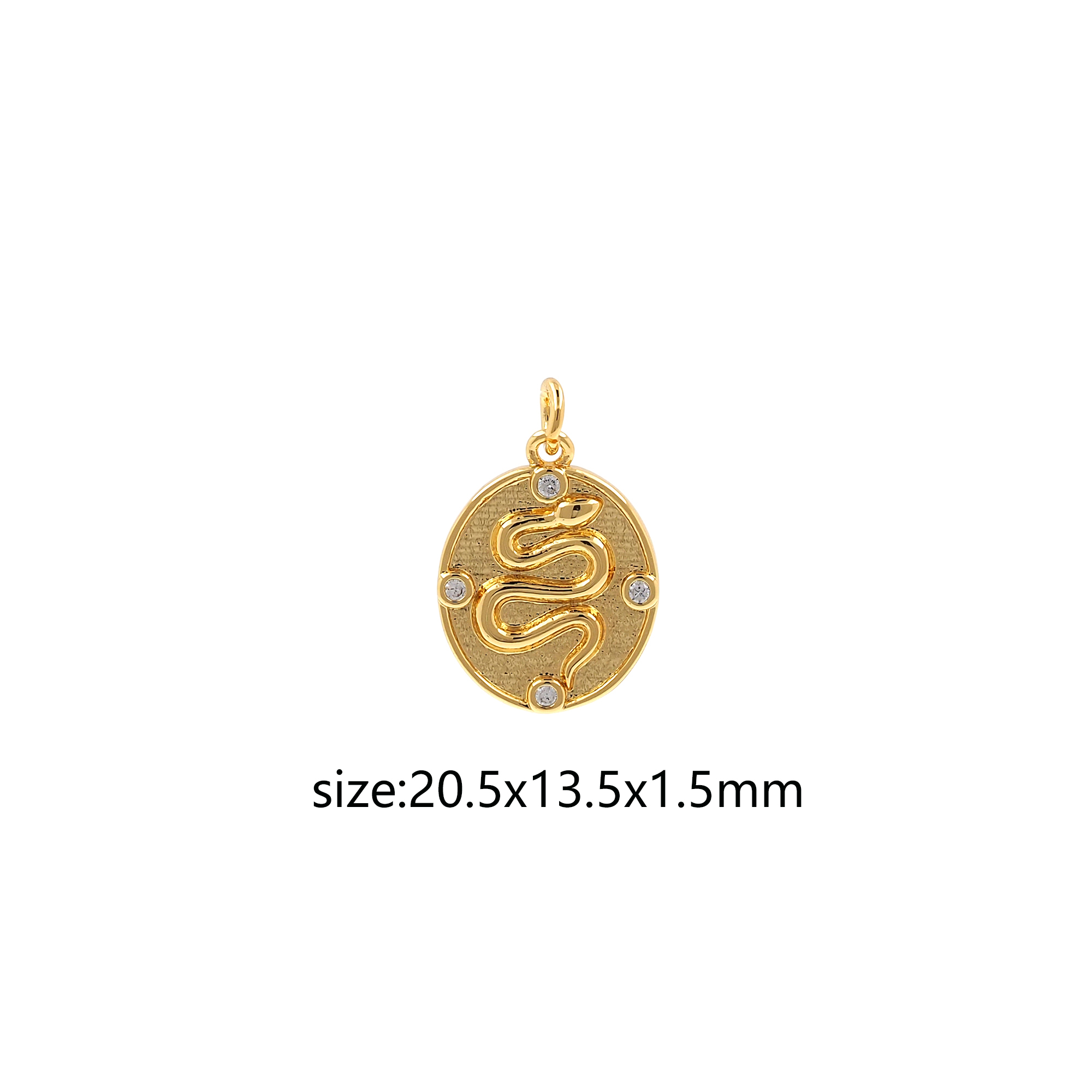 18K Gold Filled Snake Pendant,CZ Micor Pave Snake Charm Earrings Necklace for DIY Jewelry Making Supply