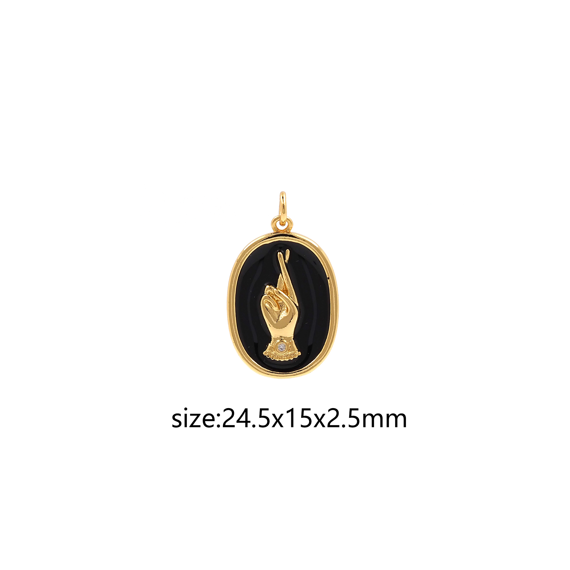 18K Gold Filled Gesture Pendant,Enamel Hand Charm Earrings Necklace for DIY Jewelry Making Supply