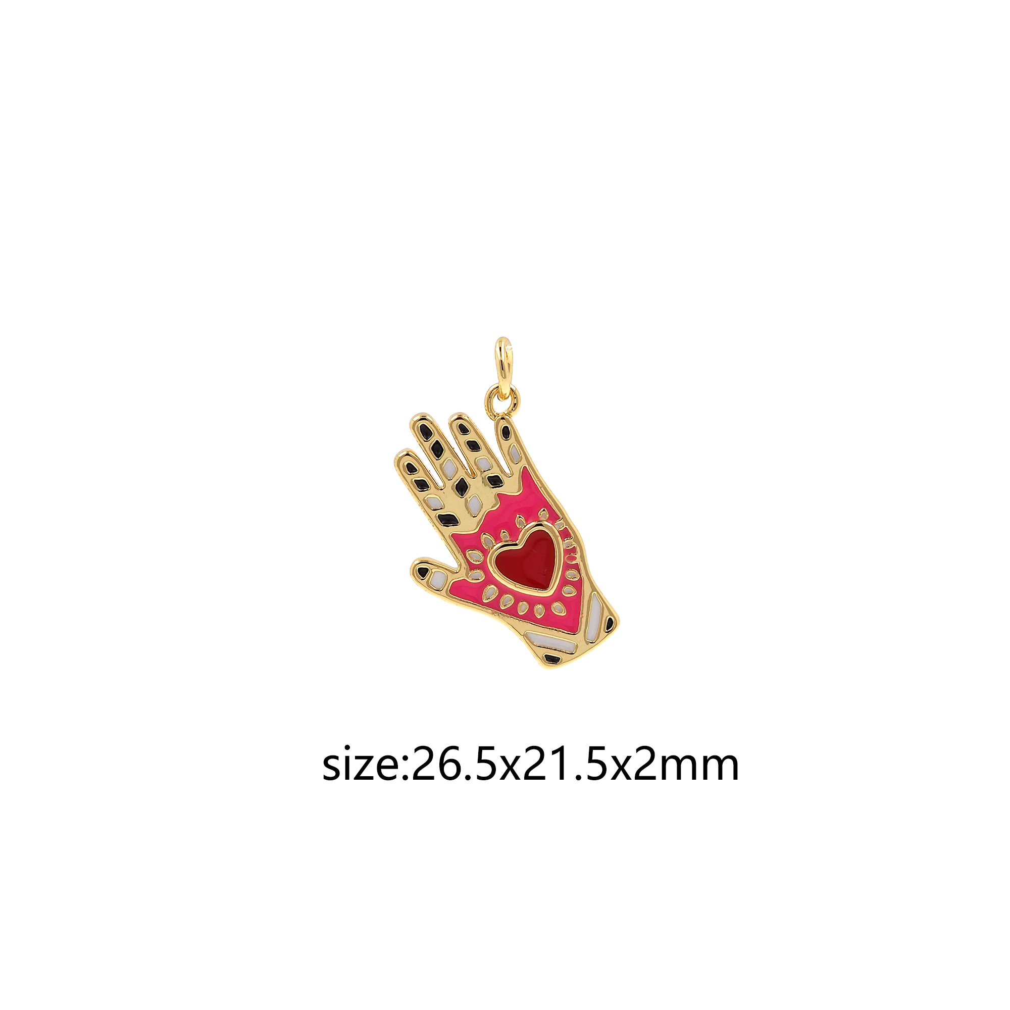 18K Gold Filled Hand Pendant,Enamel Hand Charm Earrings Necklace for DIY Jewelry Making Supply