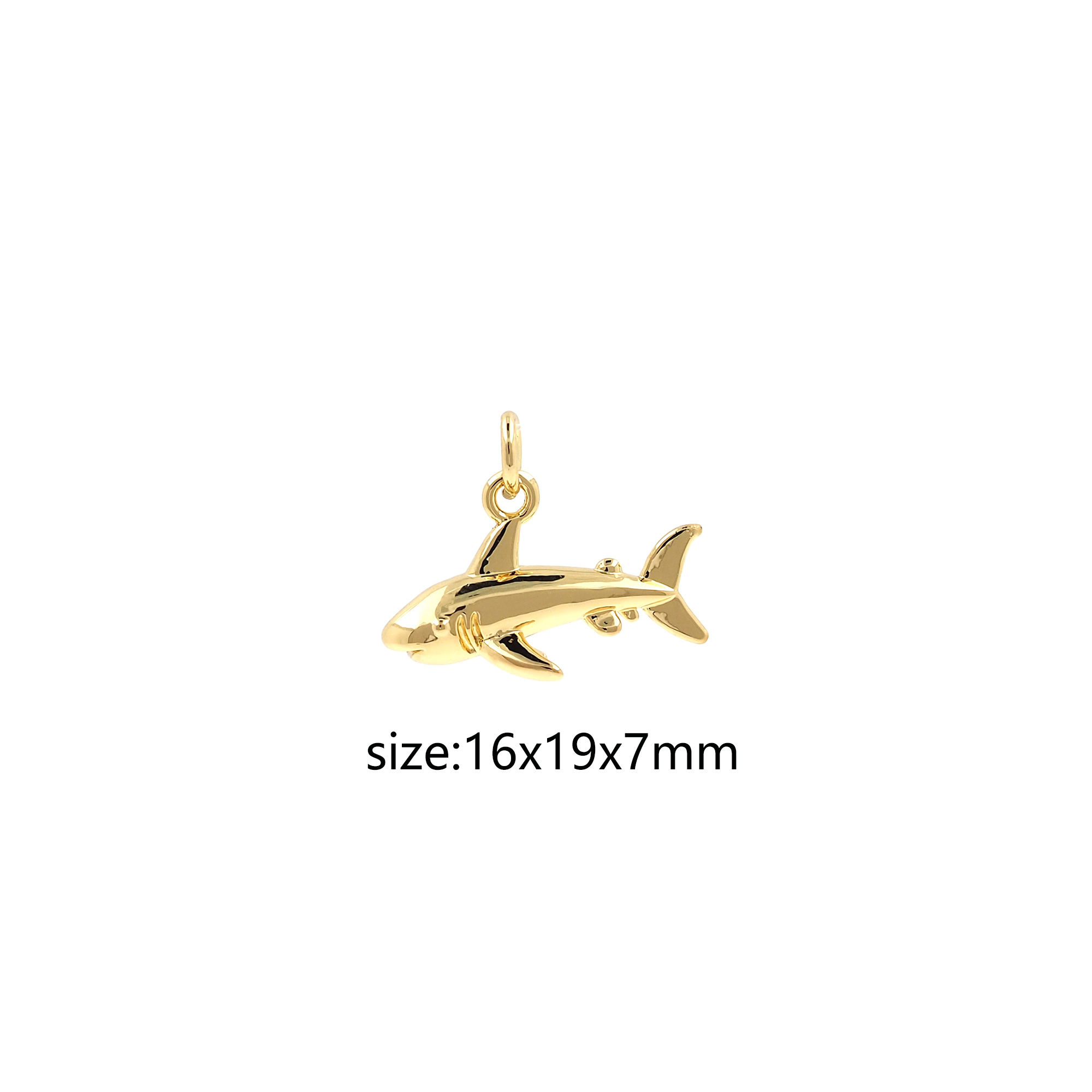 18K Gold Filled Shark Pendant,Dainty Shark Charm Earrings Necklace for DIY Jewelry Making Supply