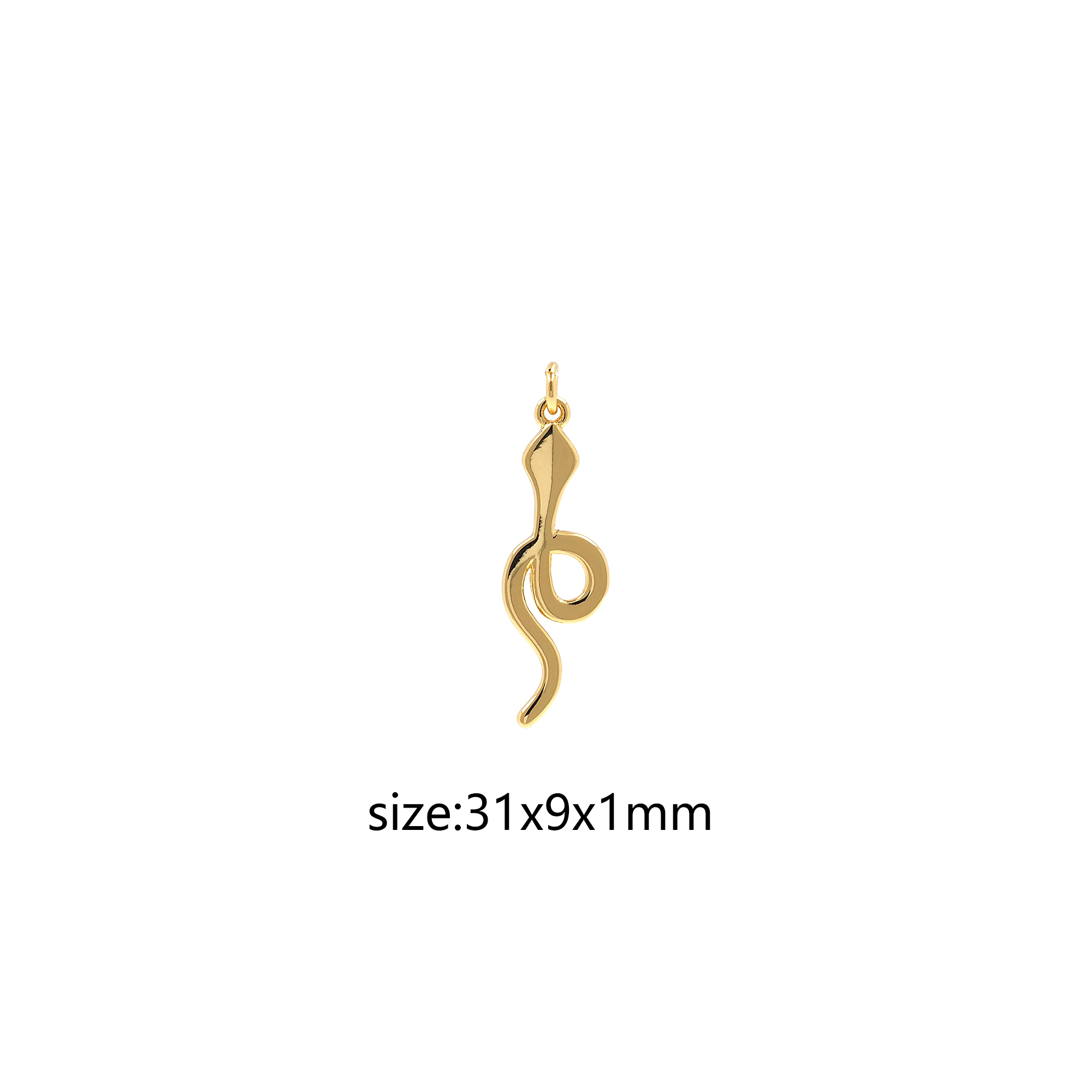 18K Gold Filled Snake Pendant,Reptile Charm Earrings Necklace for DIY Jewelry Making Supply
