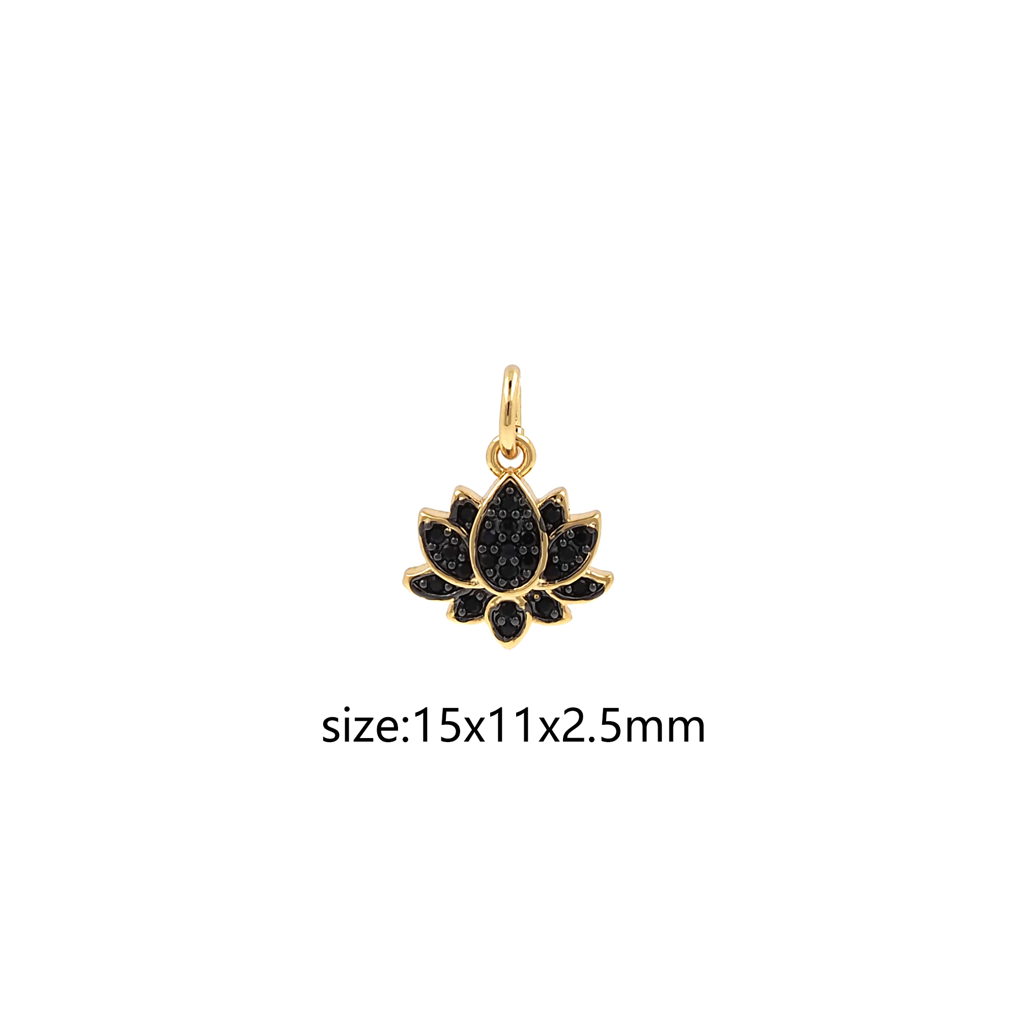 CZ Micro Pave Lotus Pendant,18K Gold Filled Lotus Charm Earrings Necklace for DIY Jewelry Making Supply
