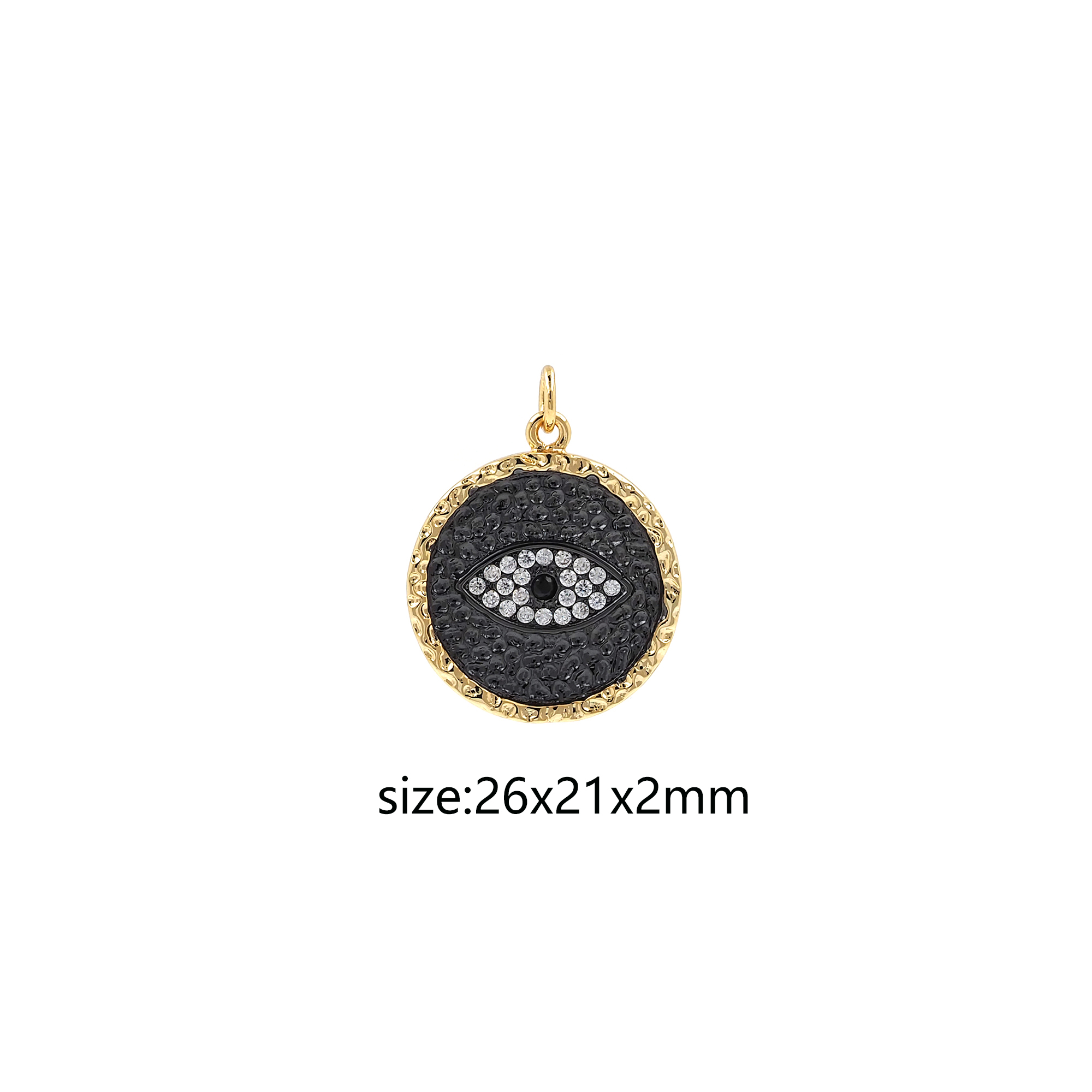18K Gold Filled Round Eye Pendant,CZ Micro Pave Evil Eye Charm Earrings Necklace for DIY Jewelry Making Supply