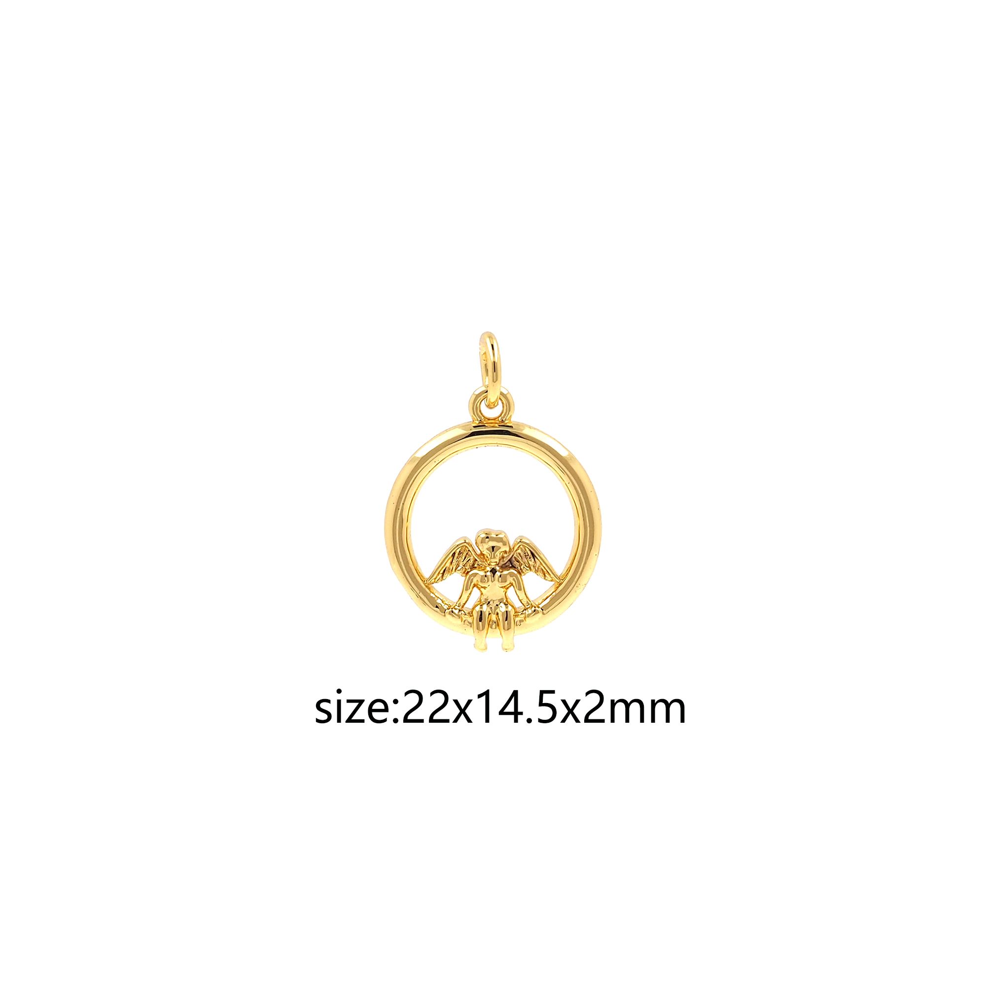 18K Gold Filled Angel Pendant,Dainty Angel Charm Earrings Necklace for DIY Jewelry Making Supply