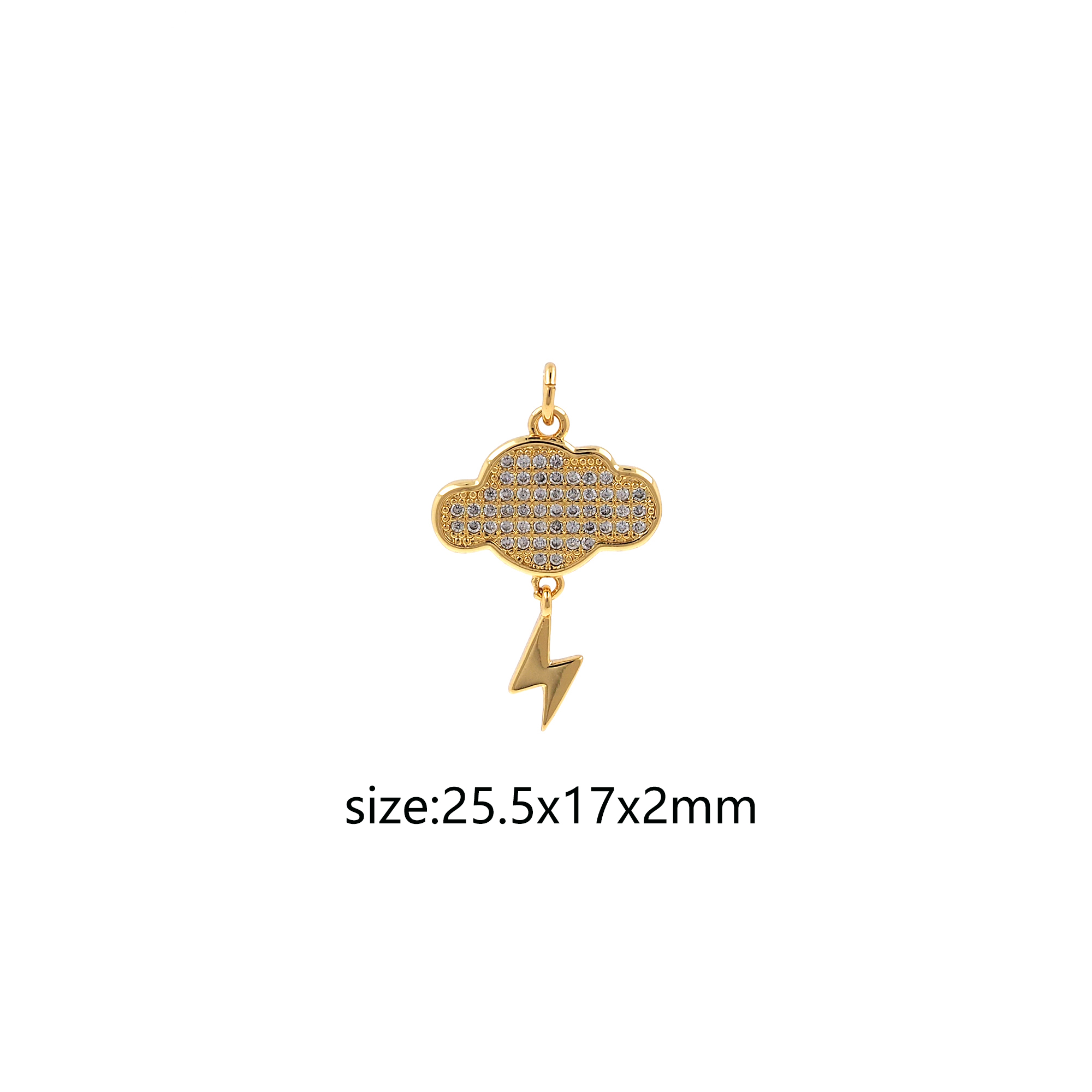 18K Gold Filled Cloud Pendant,CZ Micro Pave Cloud Lightning Charm Earrings Necklace for DIY Jewelry Making Supply