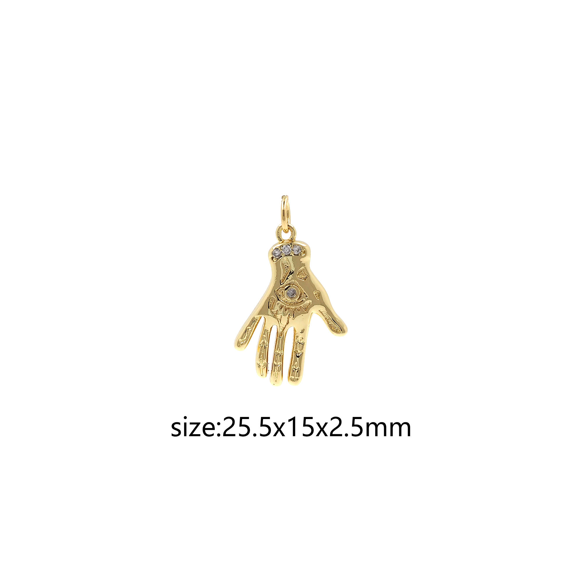 18K Gold Filled Hamsa Pendant,CZ Micro Pave Hamsa Charm Earrings Necklace for DIY Jewelry Making Supply