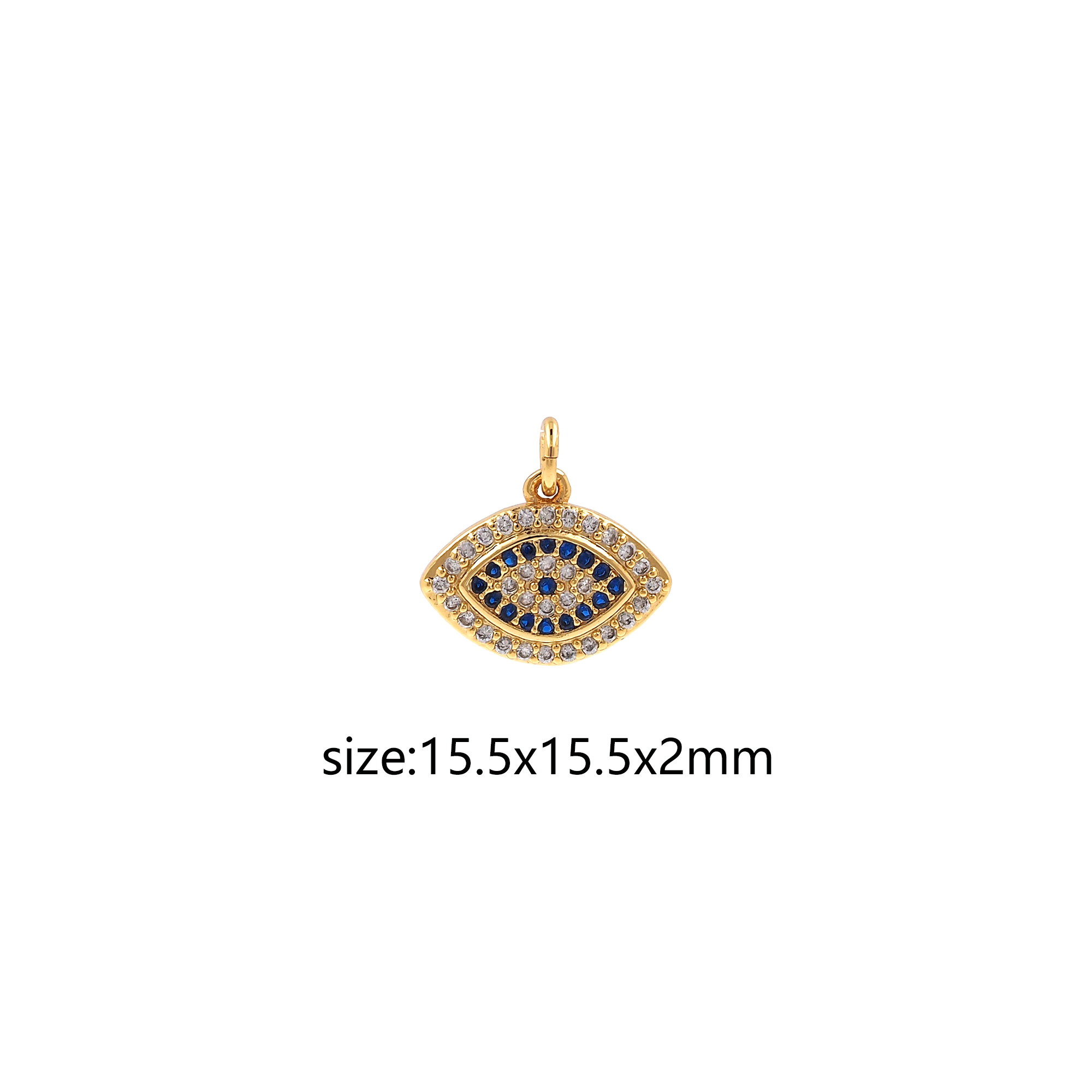 CZ Micro Pave Evil Eye Pendant,18K Gold Filled Evil Eye Charm Earrings Necklace for DIY Jewelry Making Supply