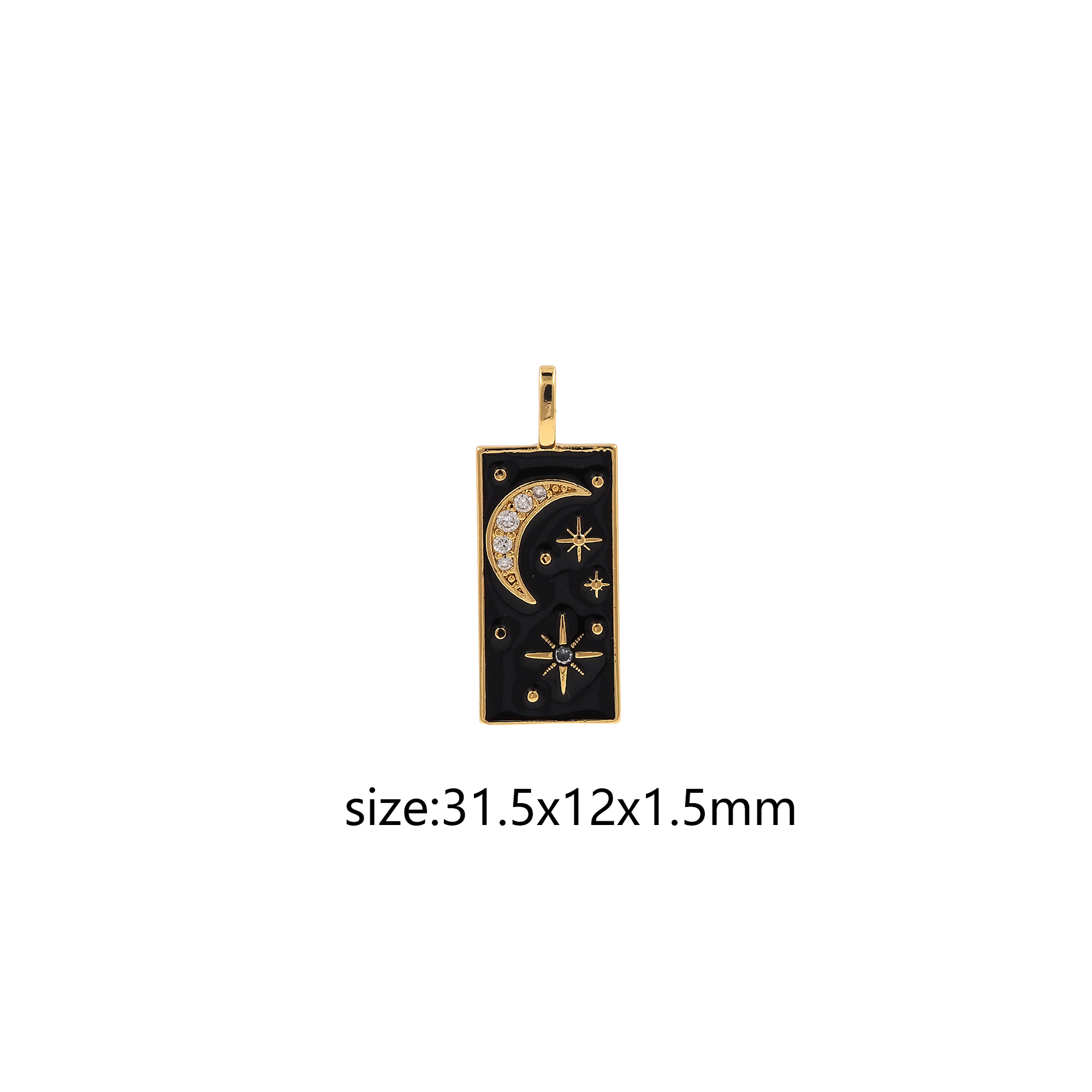 Enamel Moon Pendant,18K Gold Filled Moon Charm Earrings Necklace for DIY Jewelry Making Supply