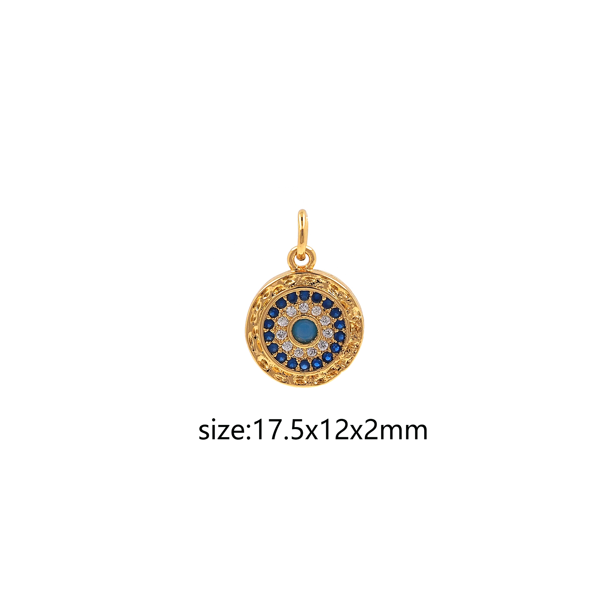 18K Gold Filled Evil Eye Pendant,CZ Micro Pave Evil Eye Charm Earrings Necklace for DIY Jewelry Making Supply